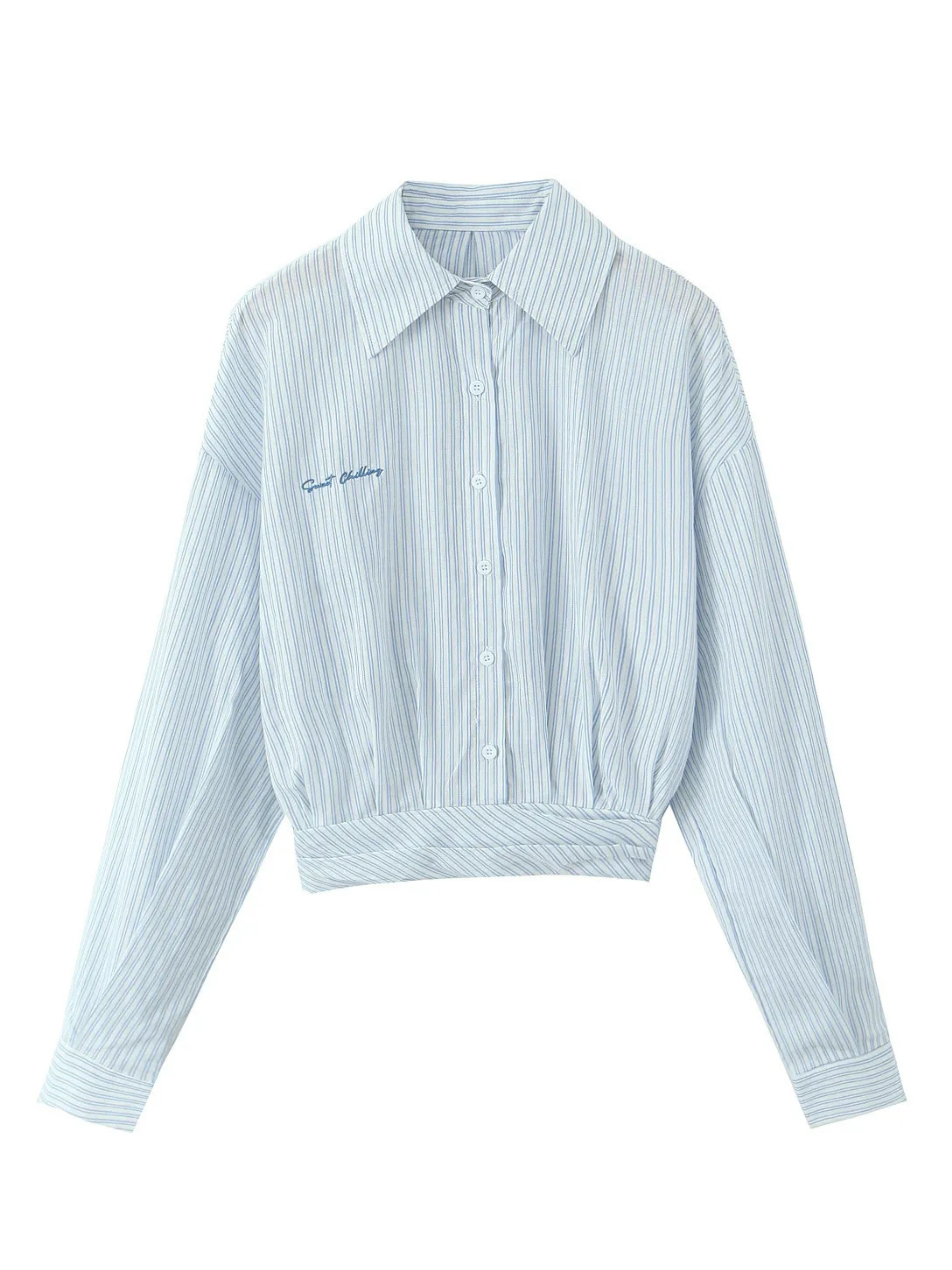 Helin Striped Cropped Shirt & Mini Skort Set