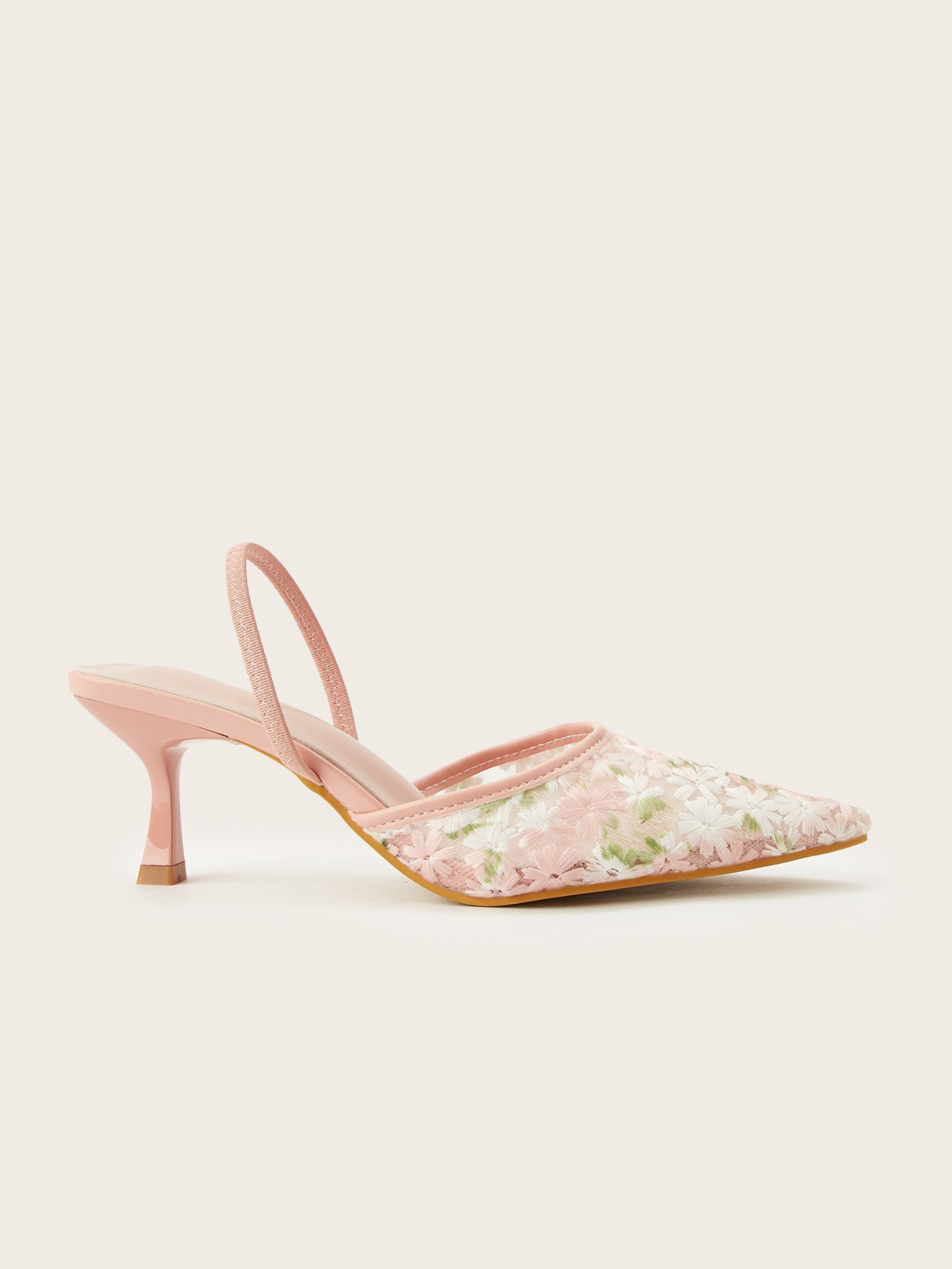 Sorellea Blush Floral Mesh Slingback Heels