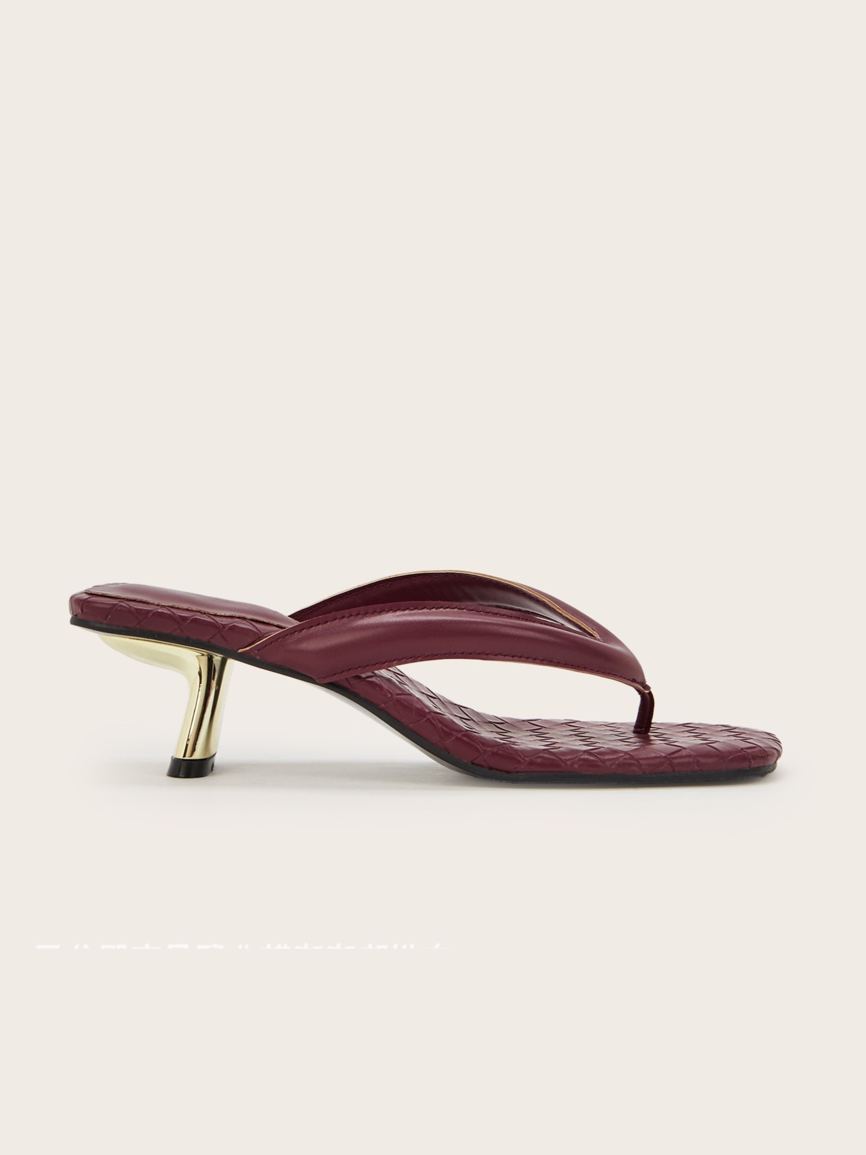 Belara Wine Quilted Thong Heel Sandals