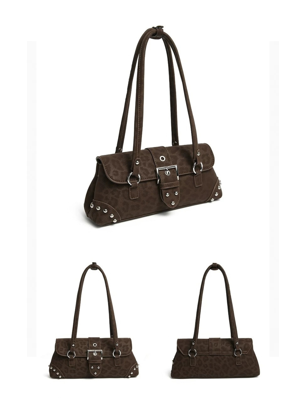 Keira Studded Leopard Shoulder Bag