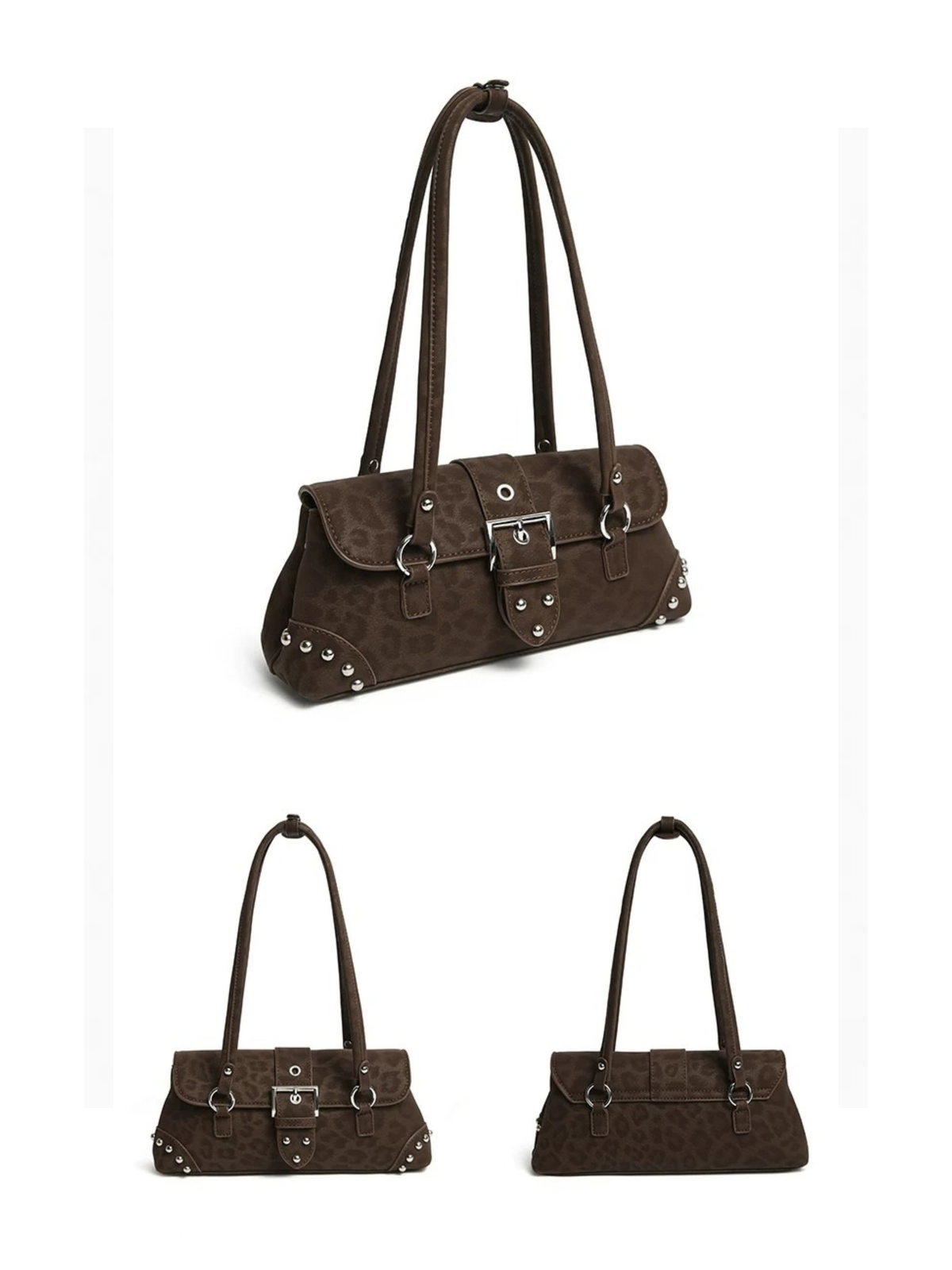 Keira Studded Leopard Shoulder Bag