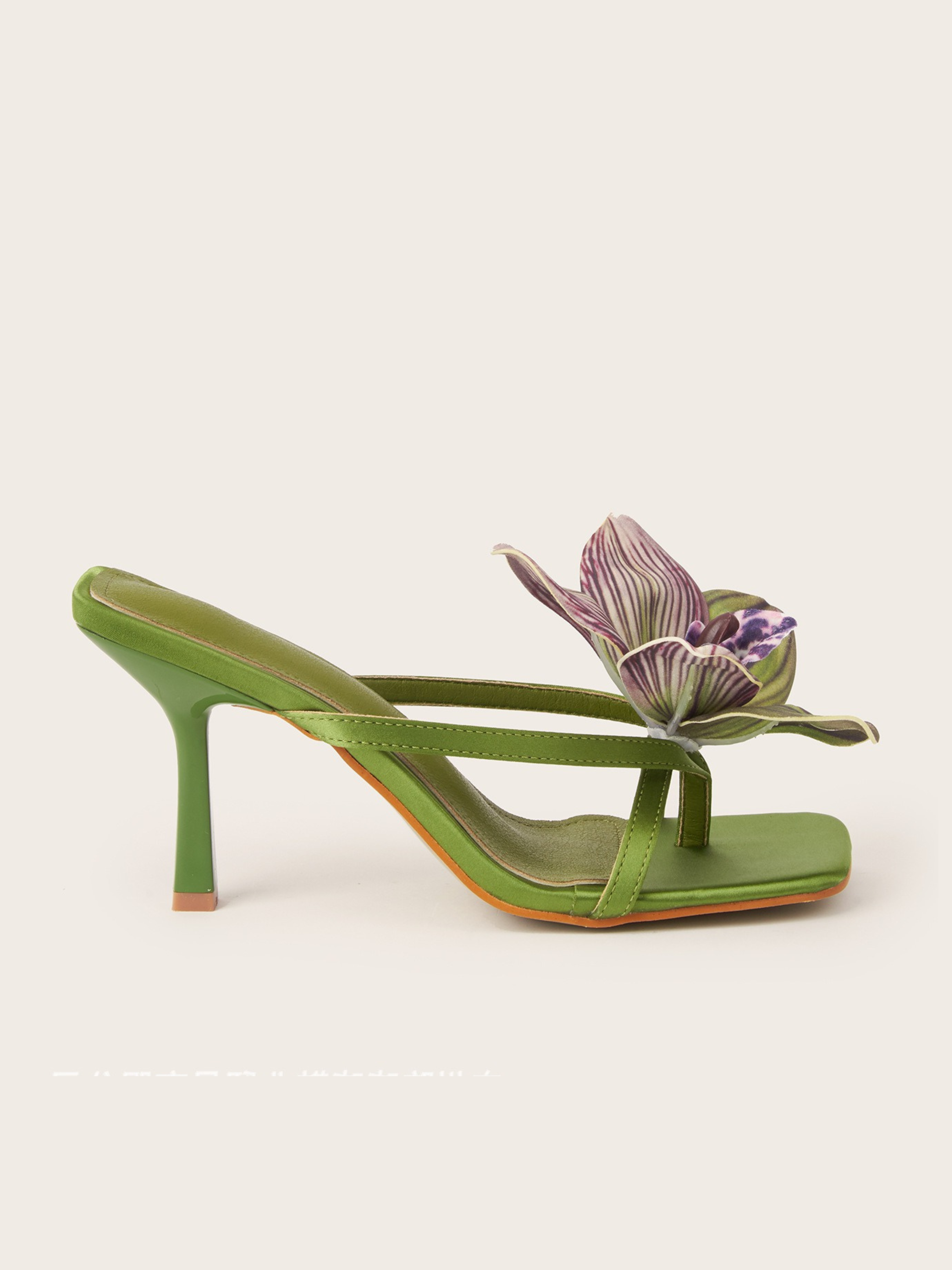 Urella Olive Orchid Satin Heel Sandals