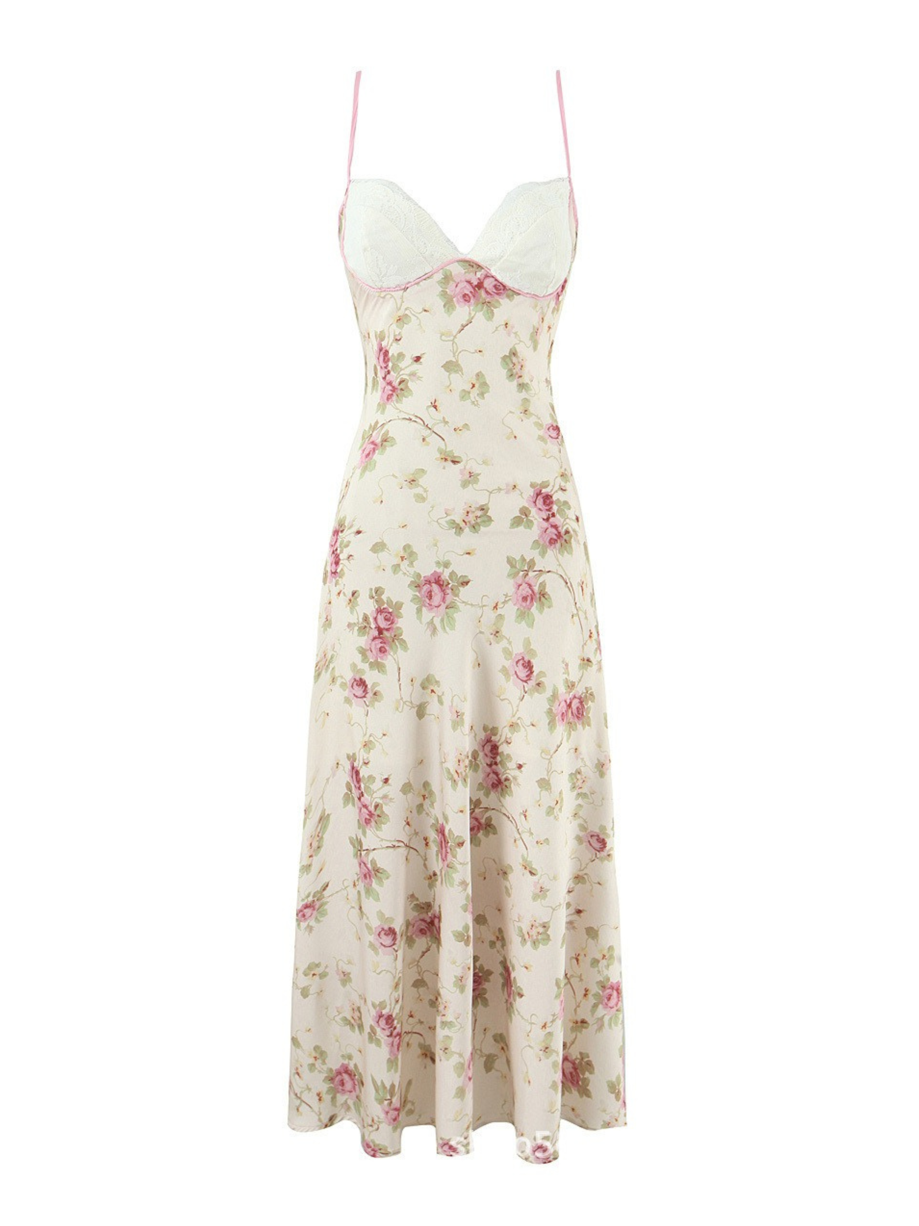 Sarya Lace Cup Floral Midi Dress