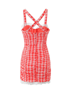 Althea Red Gingham Lace Trim Mini Dress