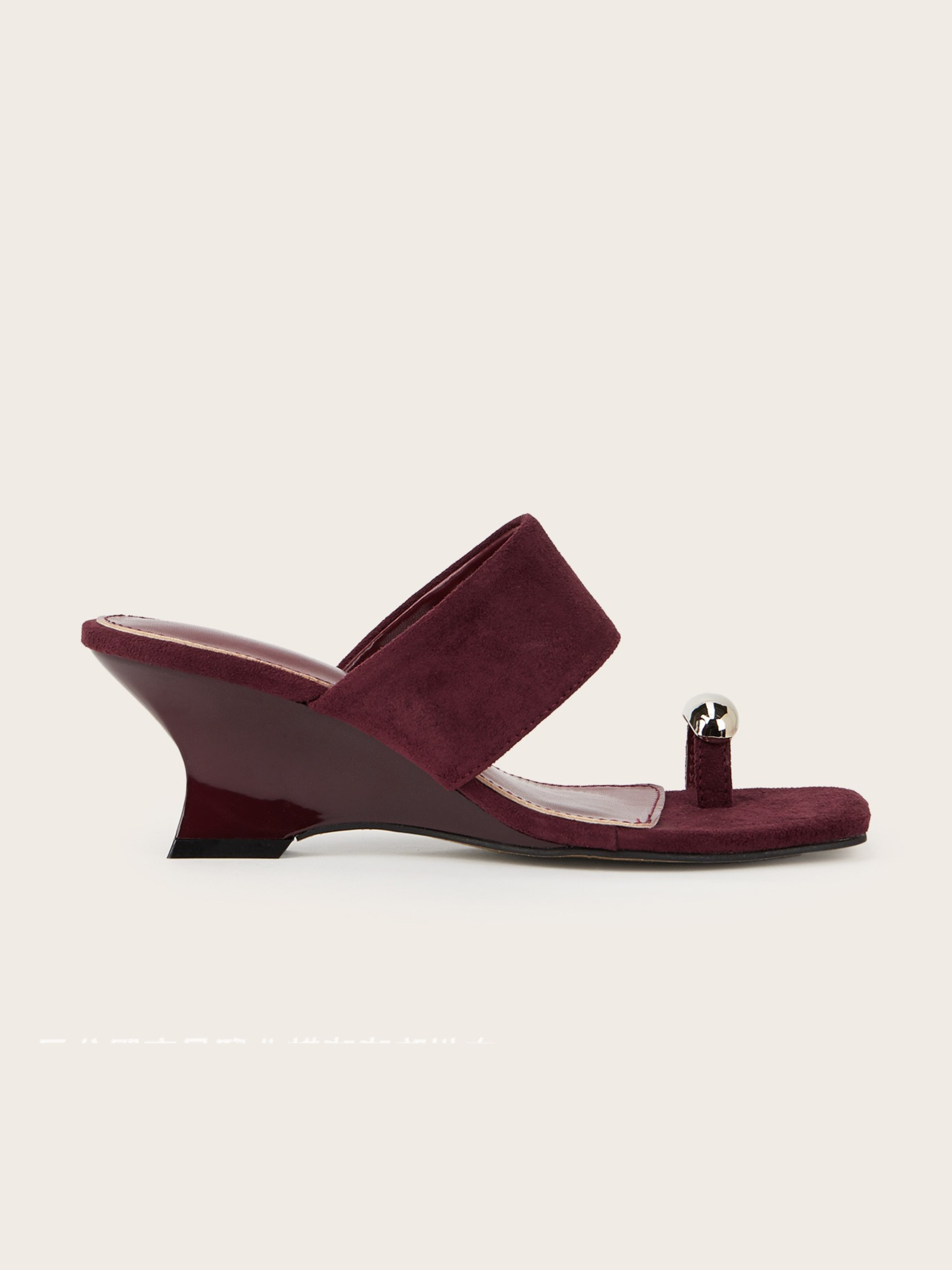 Elzara Wine Velvet Wedge Mule Sandals