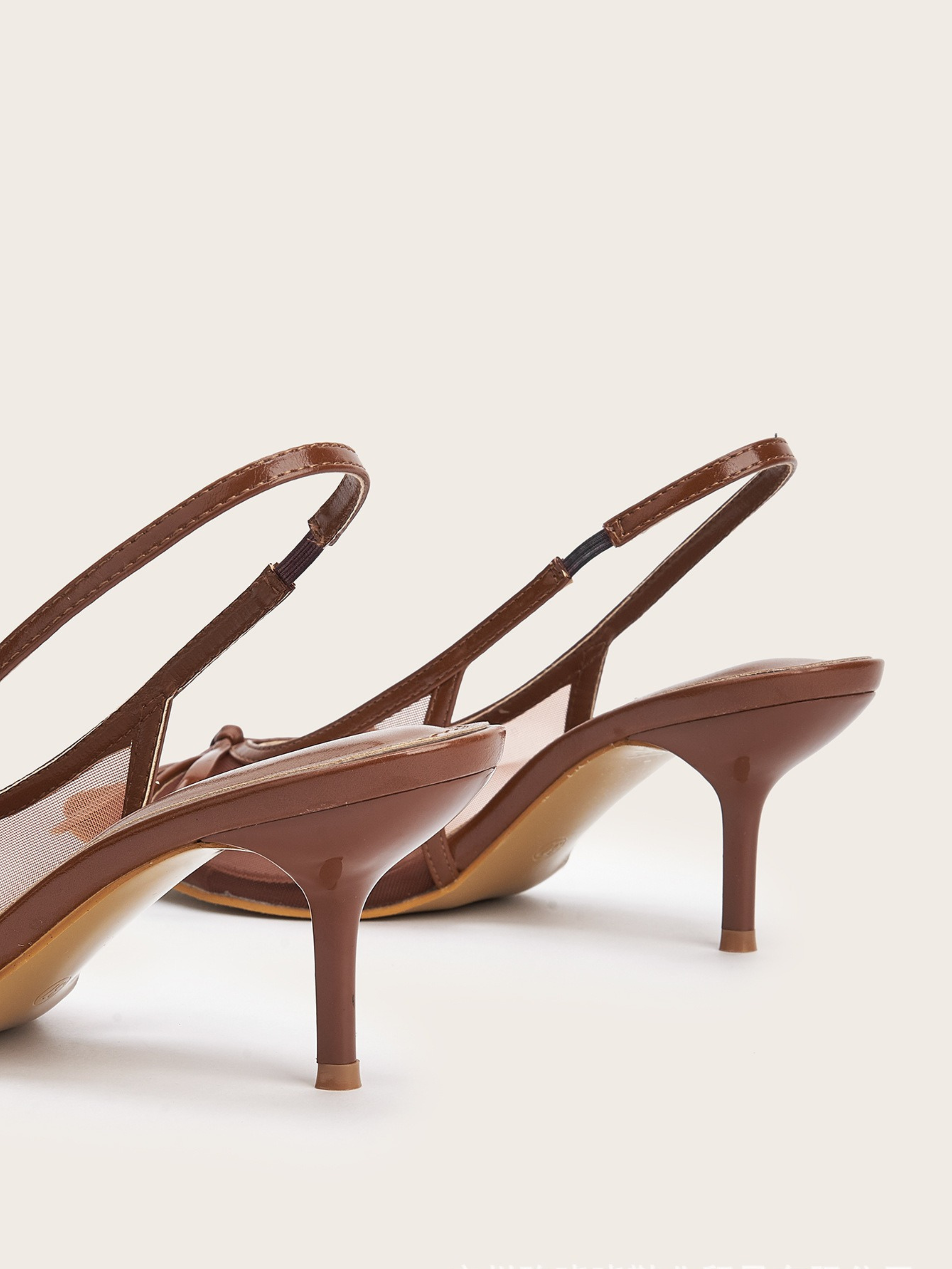 Olyra Mocha Mesh Bow Slingback Heels