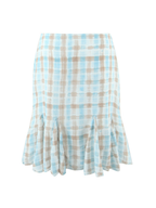 Delin Plaid Lace Trim Top & Midi Skirt Set