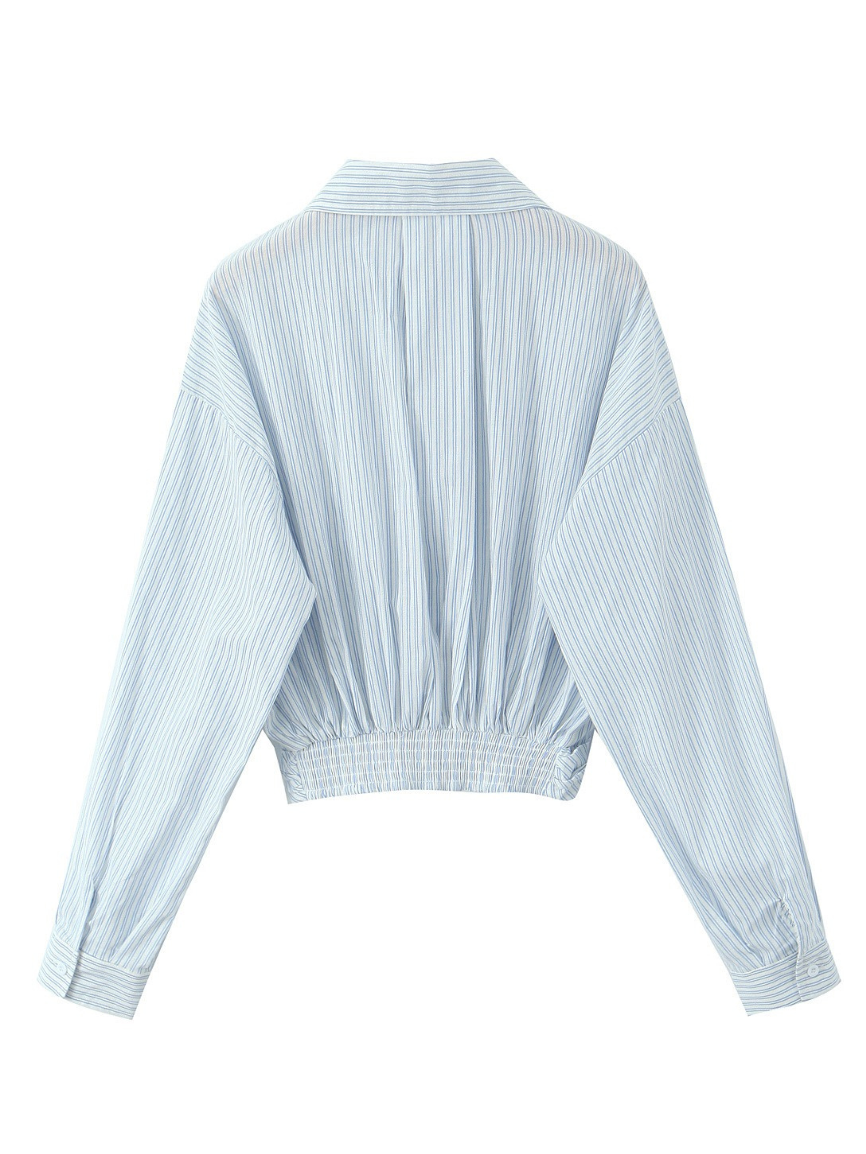 Helin Striped Cropped Shirt & Mini Skort Set