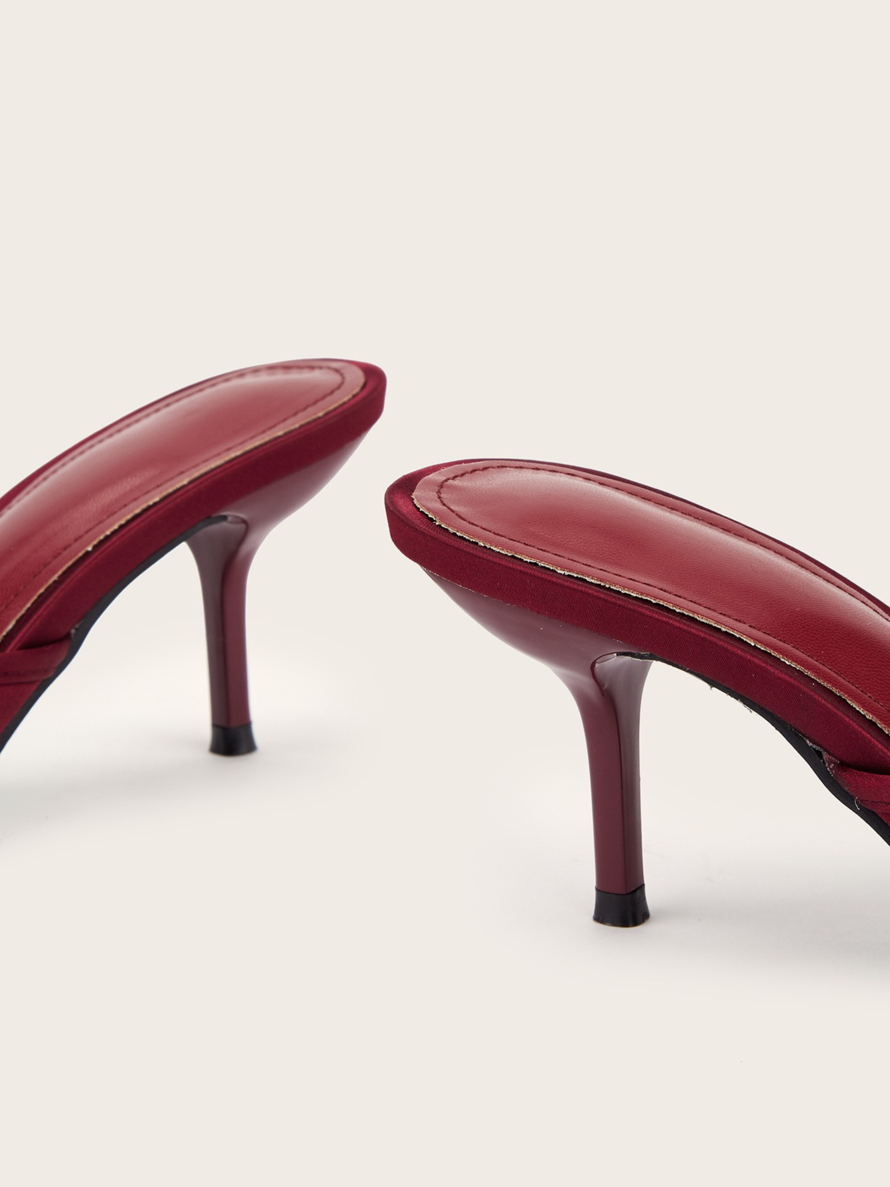 Ambrine Wine Satin Bow Mule Heels