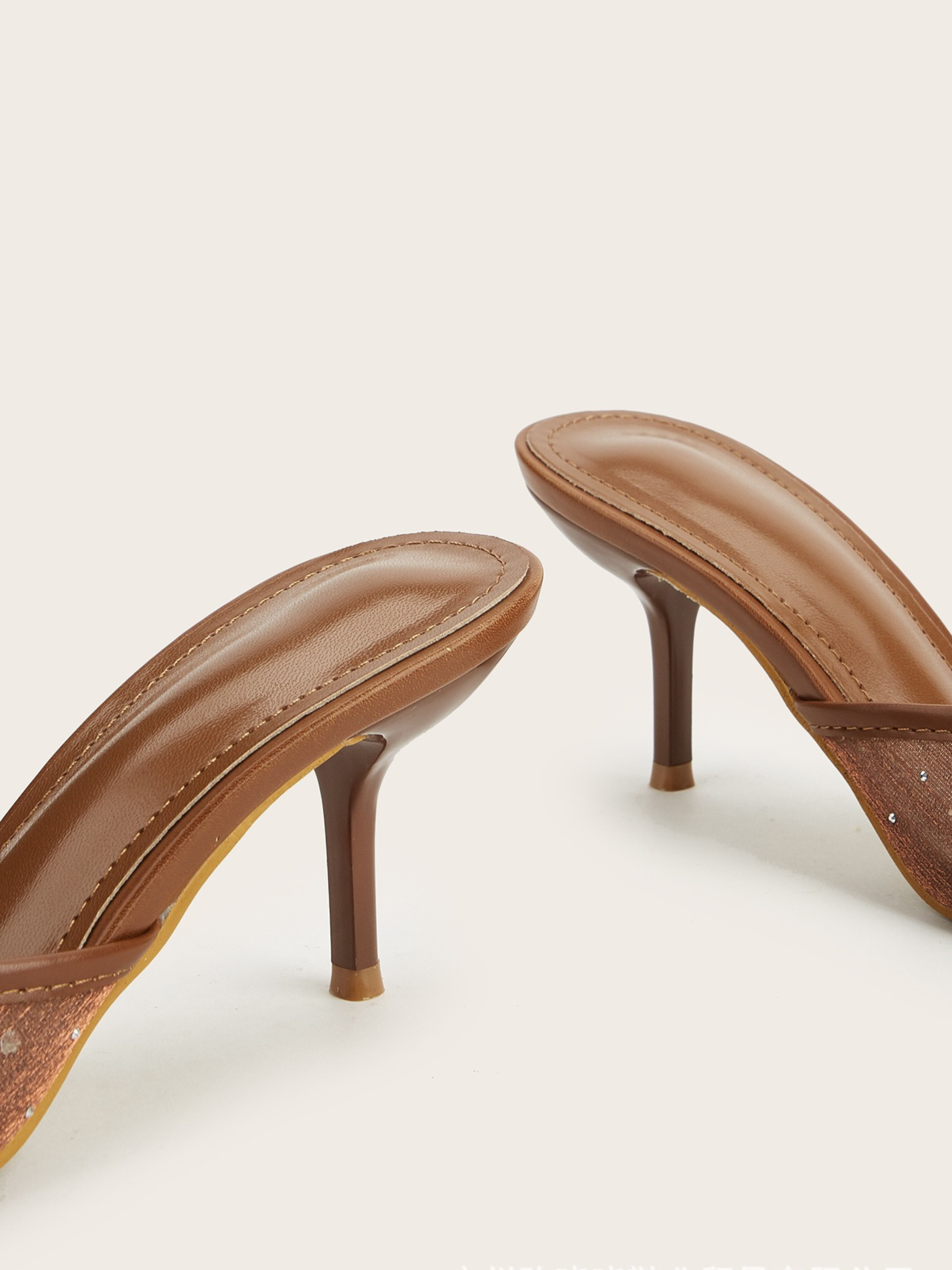 Blyra Mocha Rhinestone Bow Mule Heels
