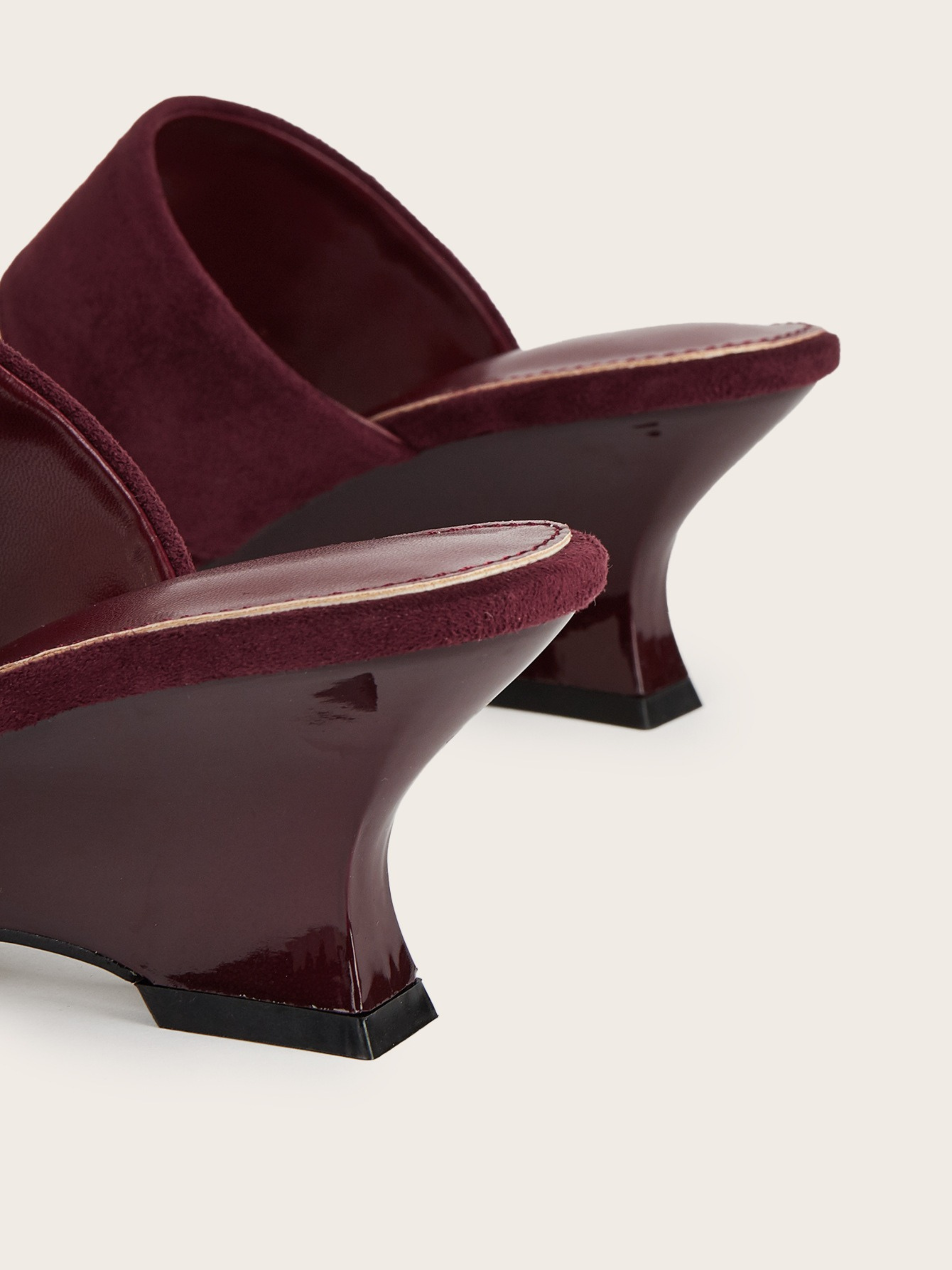Elzara Wine Velvet Wedge Mule Sandals