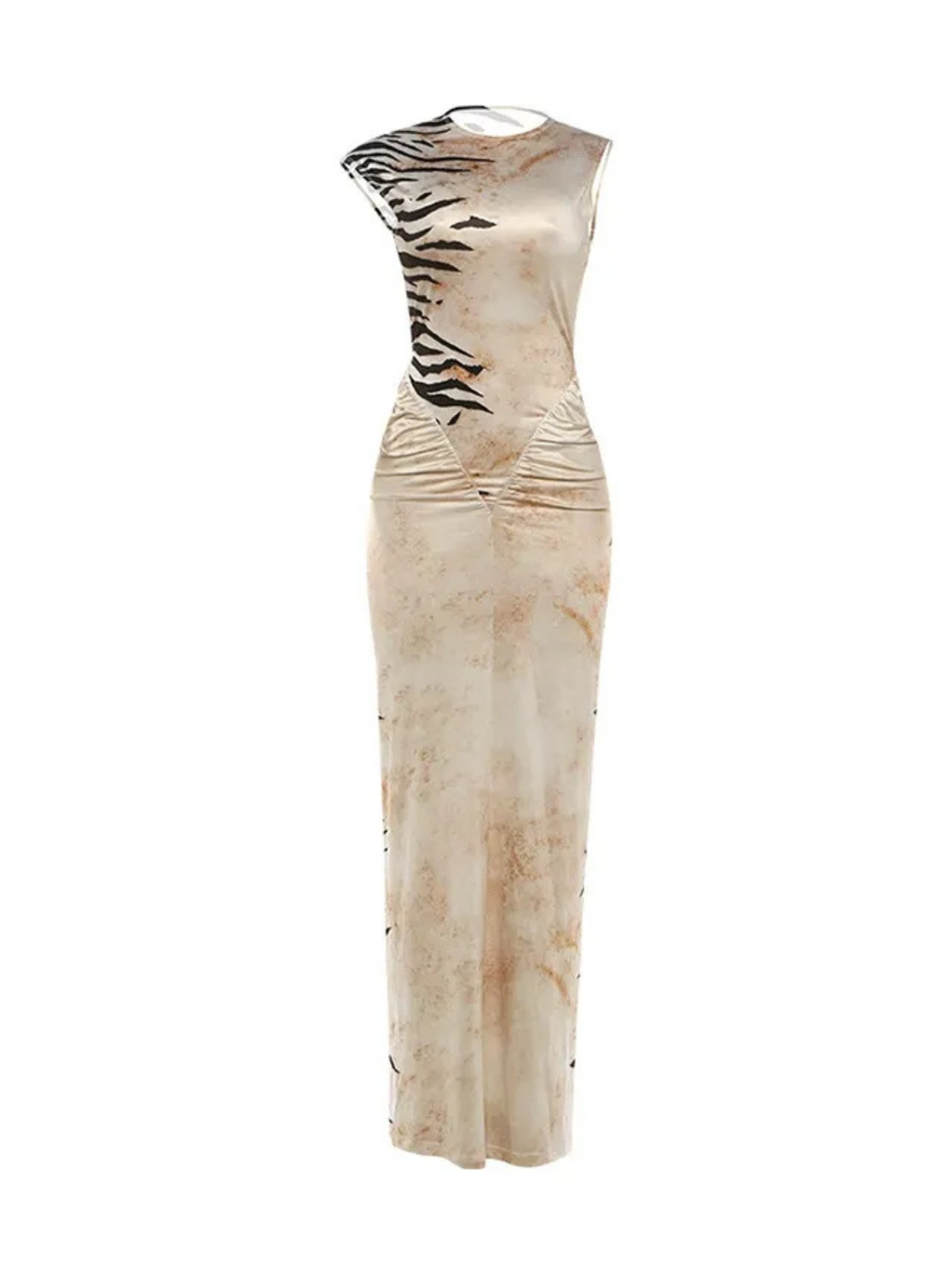 Maura Zebra Print Open Back Maxi Dress