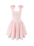 Elifa Blush Bow Pocket Mini Dress