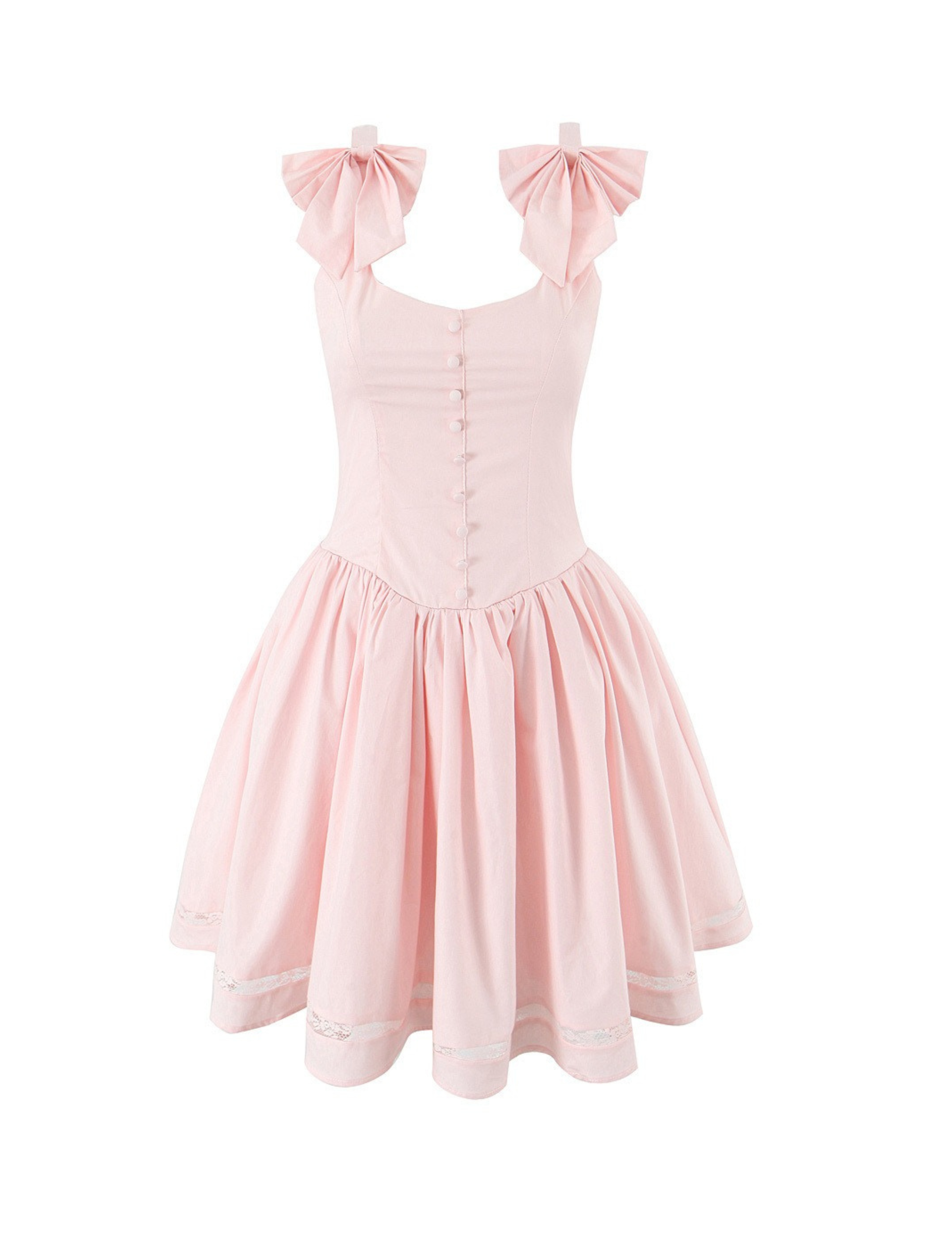 Elifa Blush Bow Pocket Mini Dress