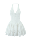 Elisae Eyelet Halter Mini Dress