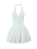 Elisae Eyelet Halter Mini Dress