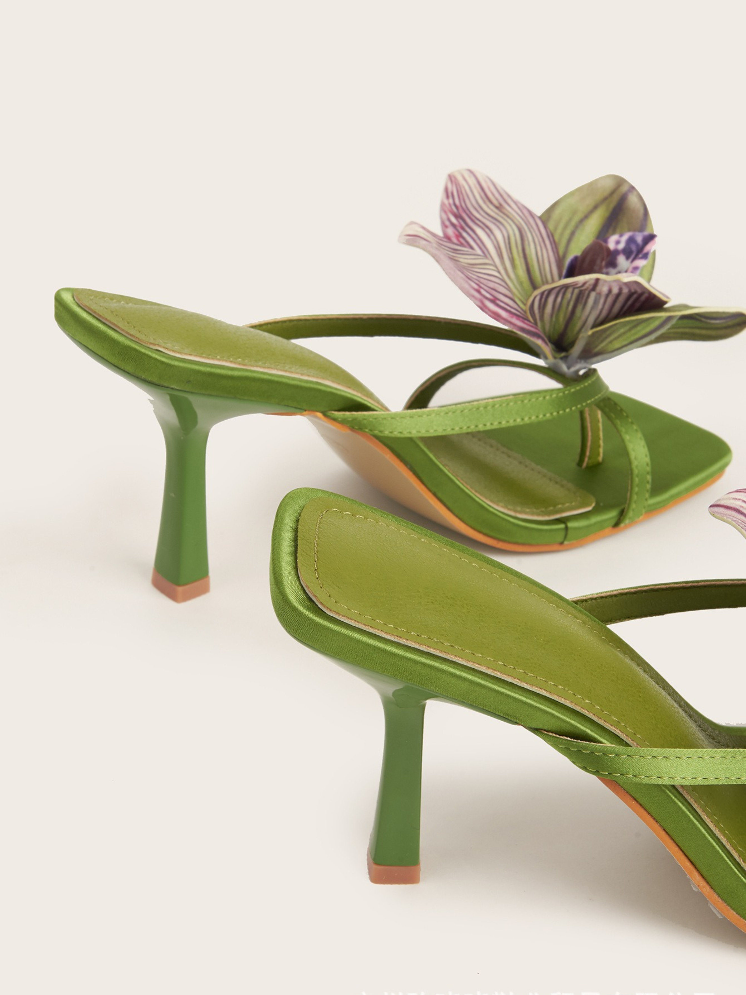 Urella Olive Orchid Satin Heel Sandals
