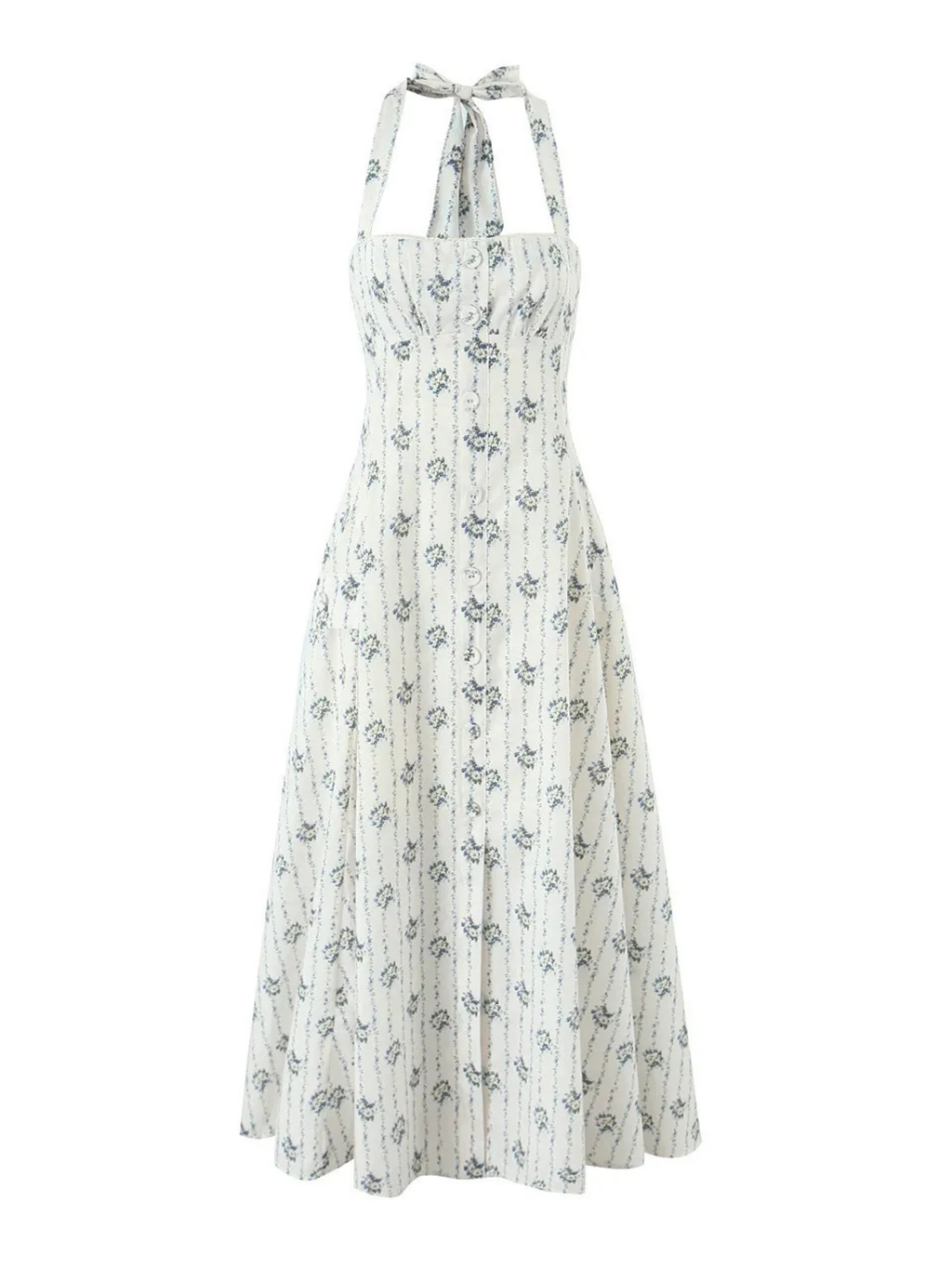 Sirma Halter Button-Front Midi Dress