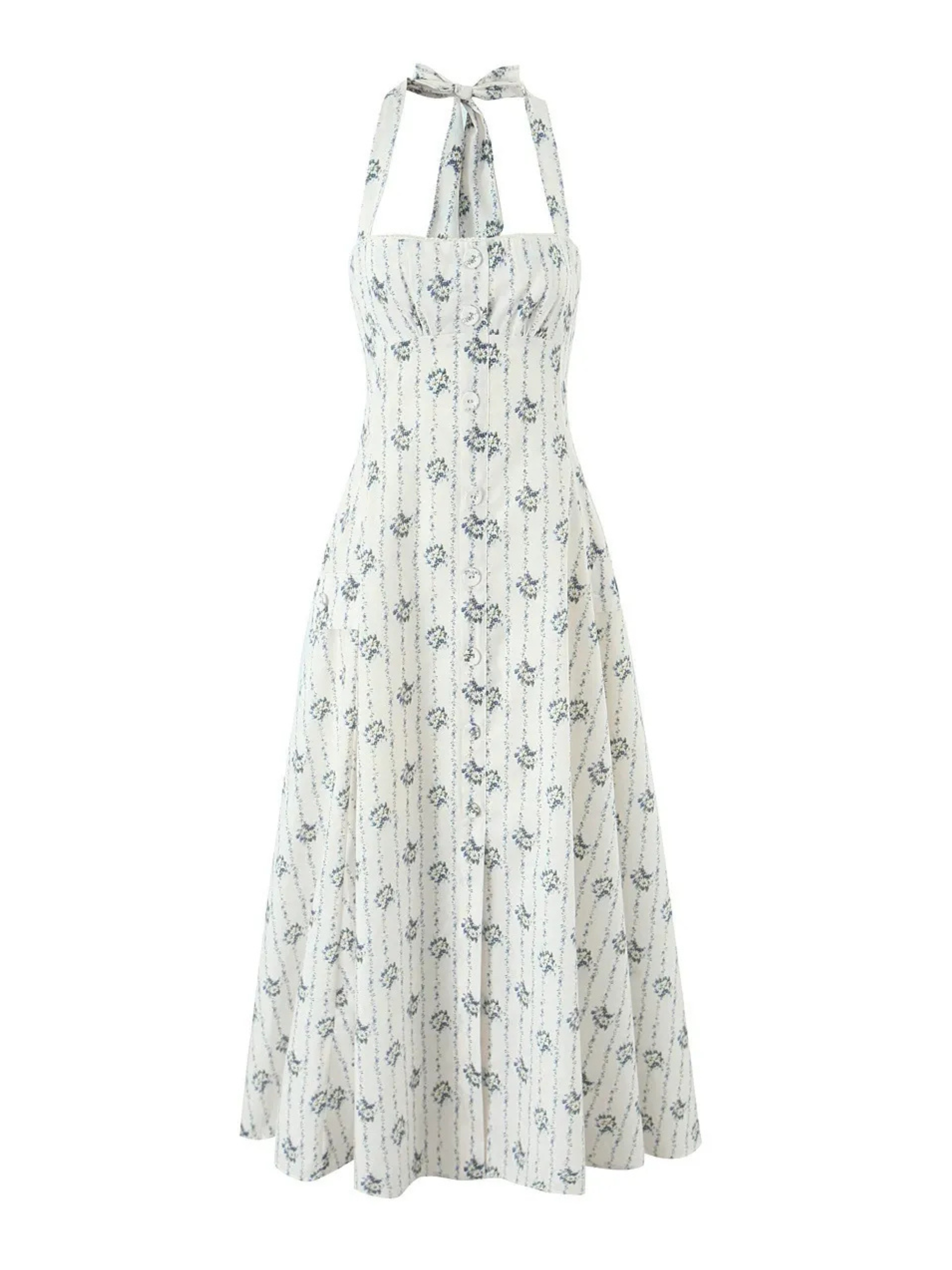 Sirma Halter Button-Front Midi Dress