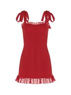 Tie Strap Ruffle Hem Mini Dress
