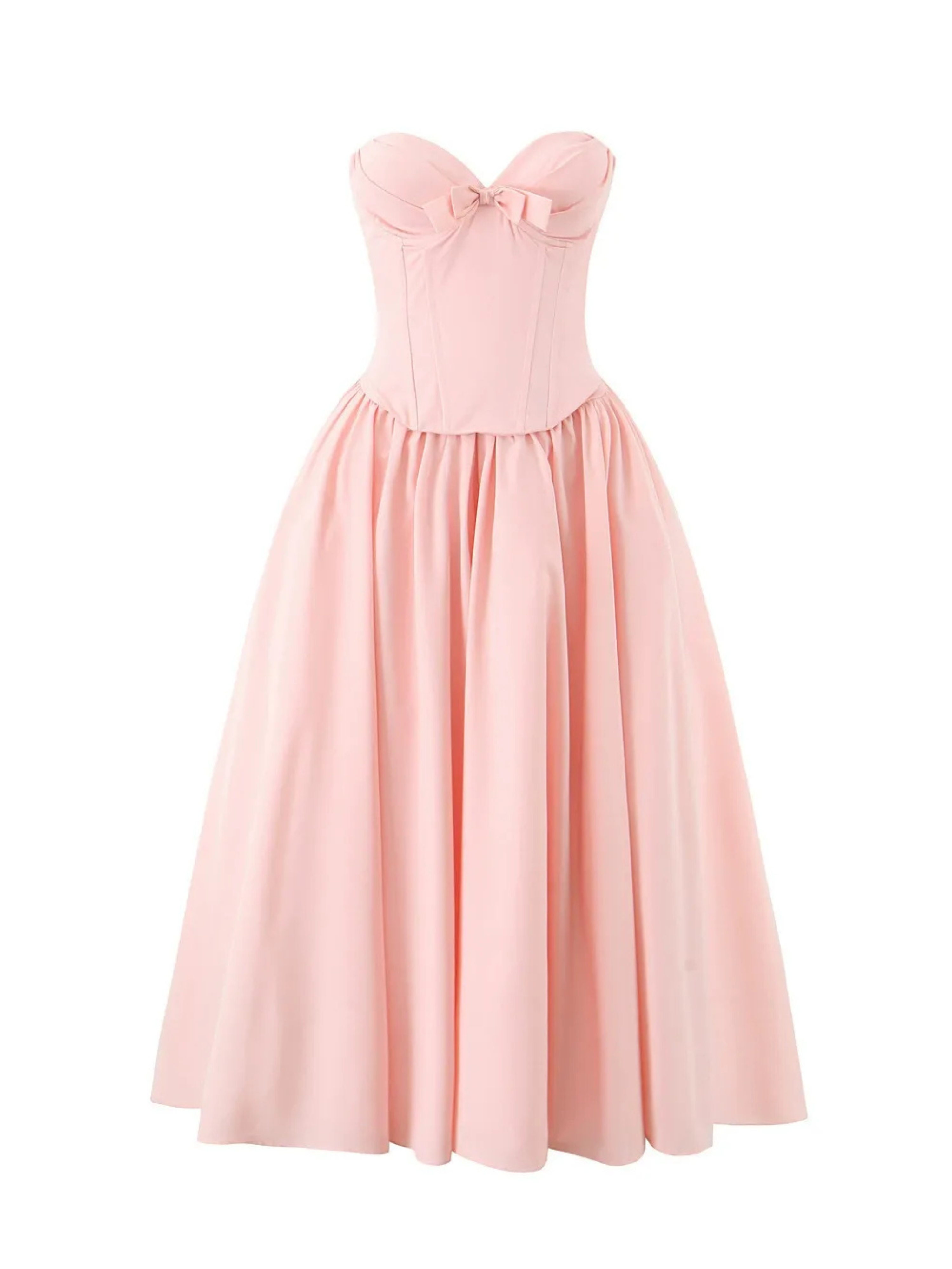 Perin Strapless Bow Corset Midi Dress