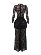 Sariel Lace Maxi Dress with Draped Waist Detail
