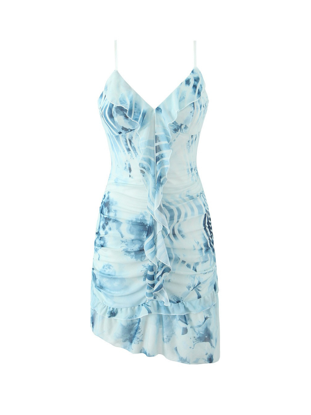 Linora Ruffled Floral Mesh Mini Dress