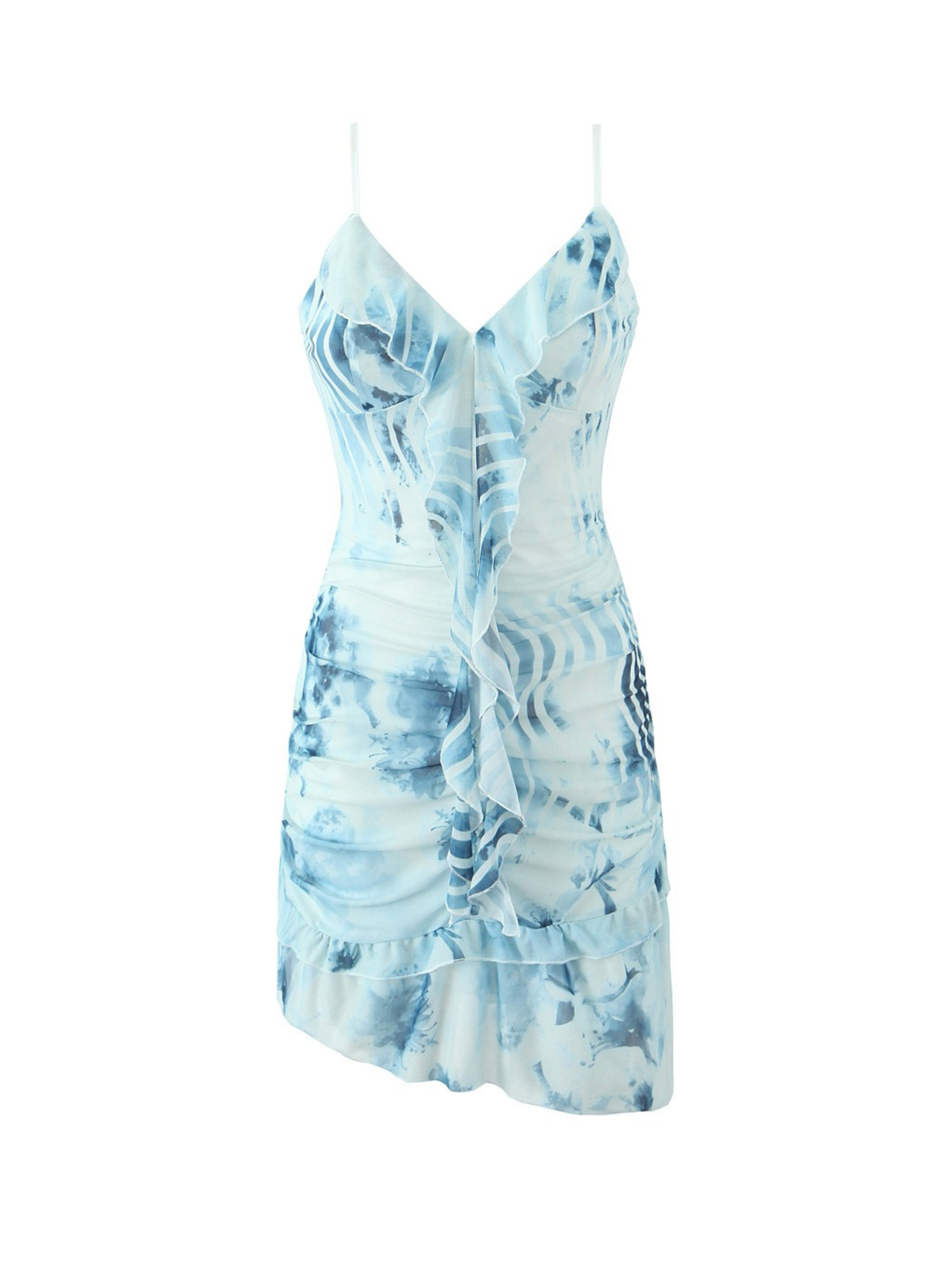 Linora Ruffled Floral Mesh Mini Dress