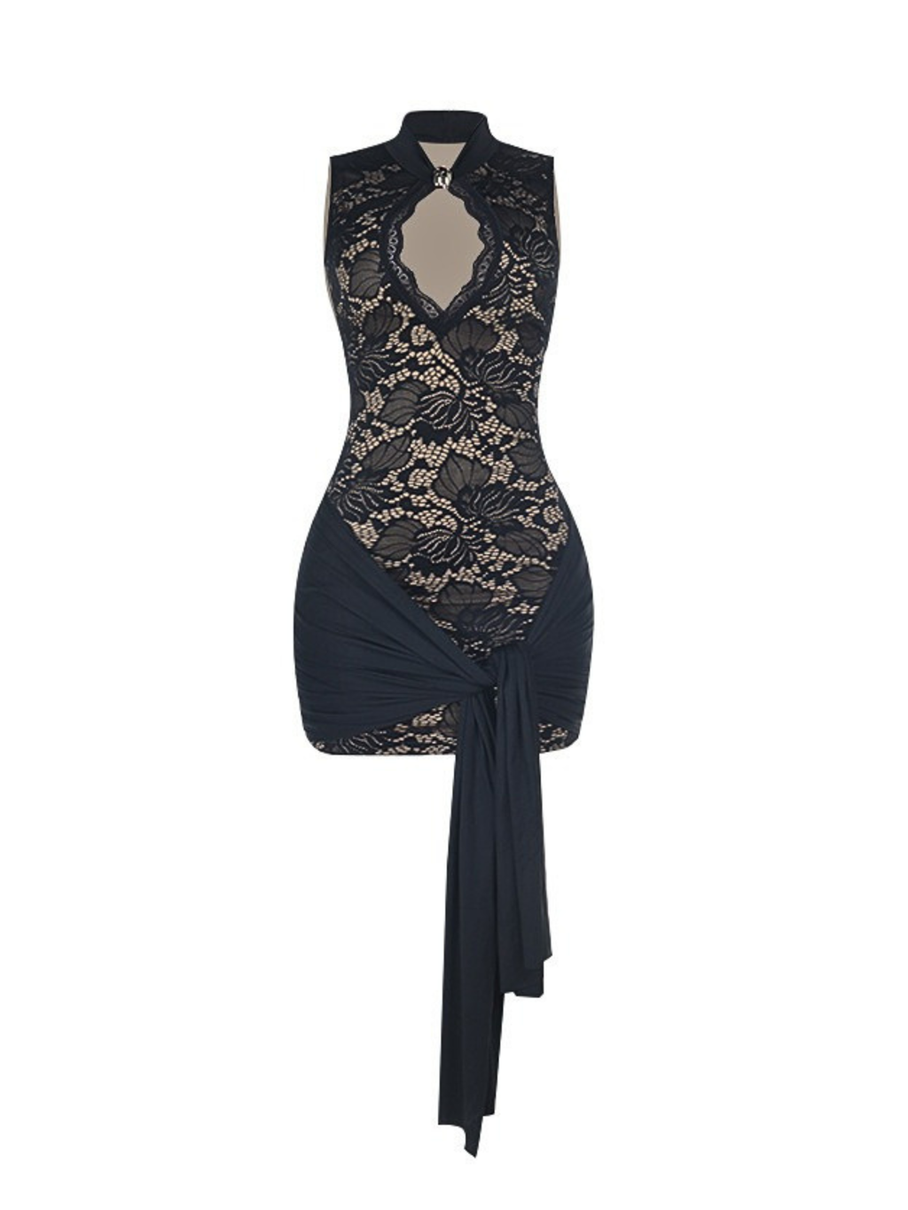 Sariel Lace Mini Dress with Draped Tie