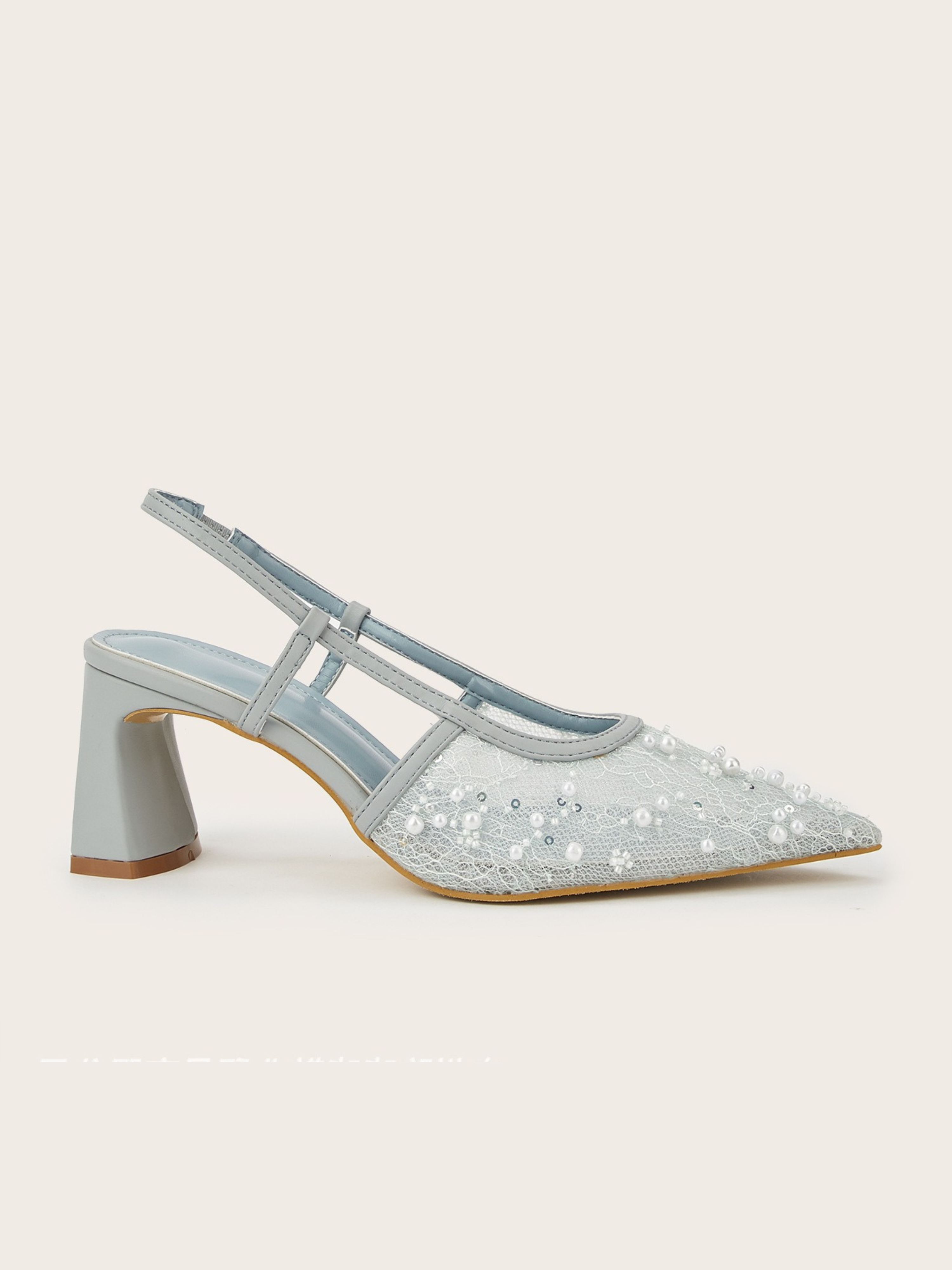 Celeste Pearl Lace Slingback Heels