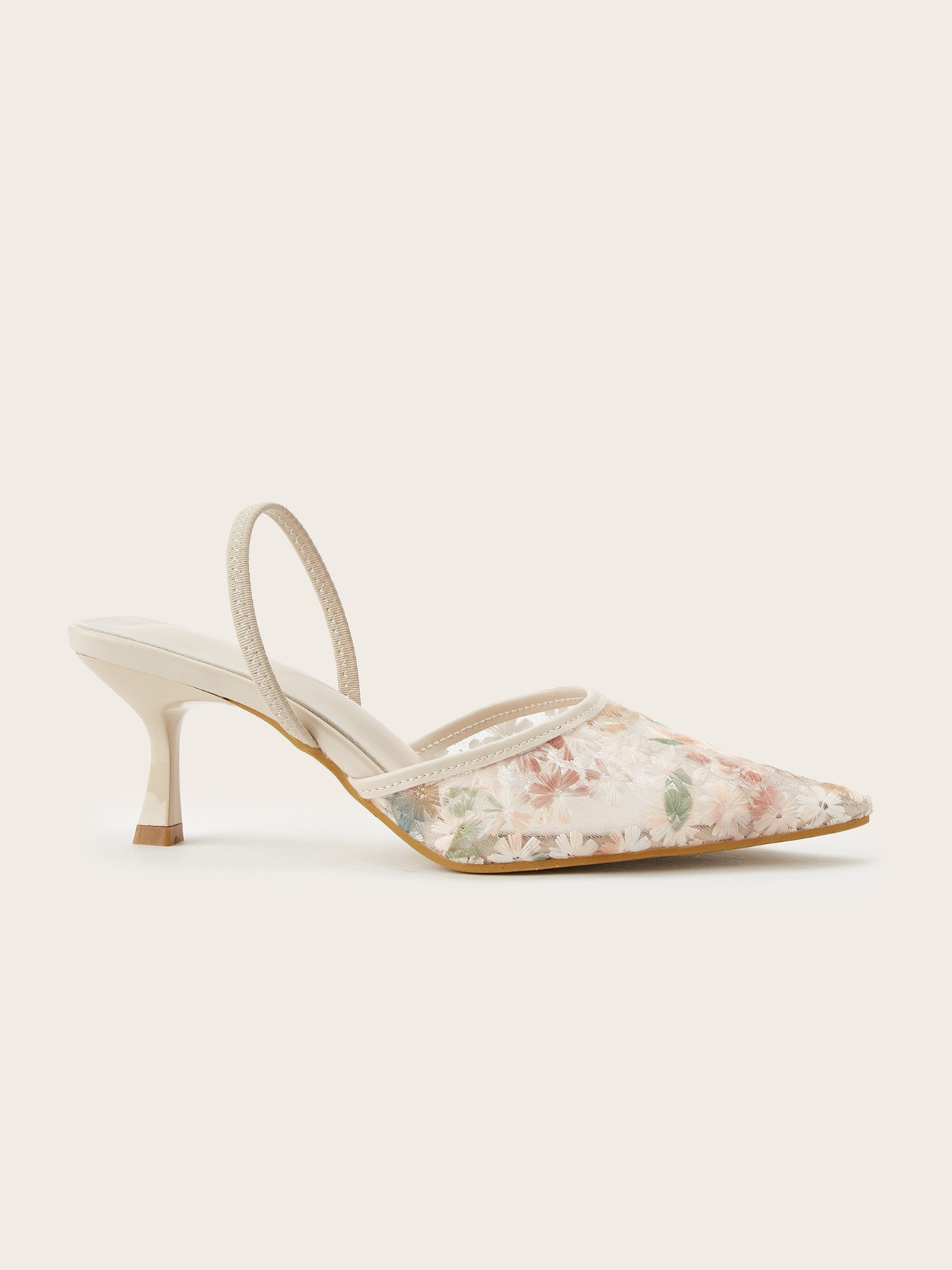 Tirana Floral Mesh Slingback Heels