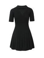 Vanna Ribbed Knit Polo Mini Dress