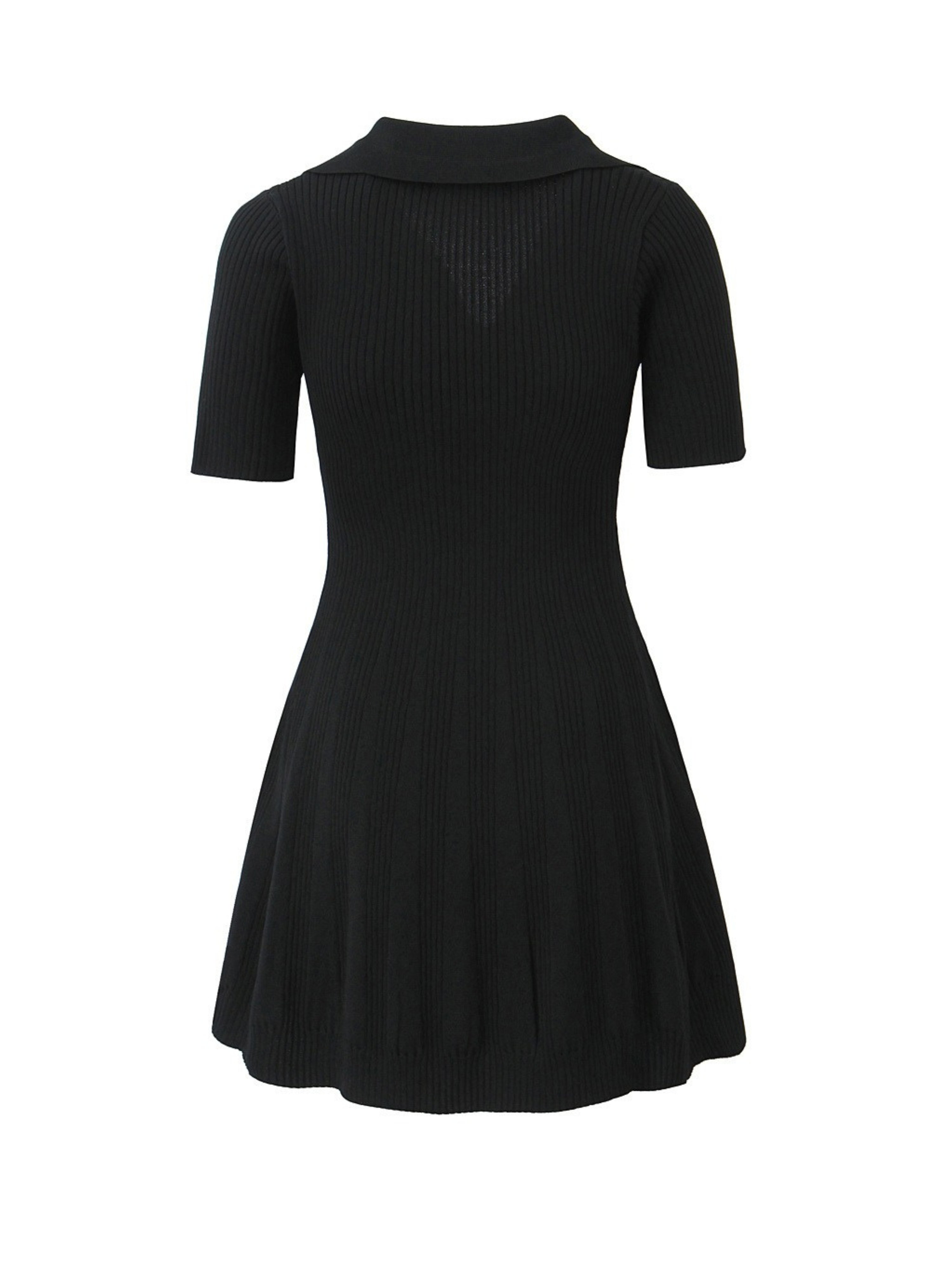 Vanna Ribbed Knit Polo Mini Dress