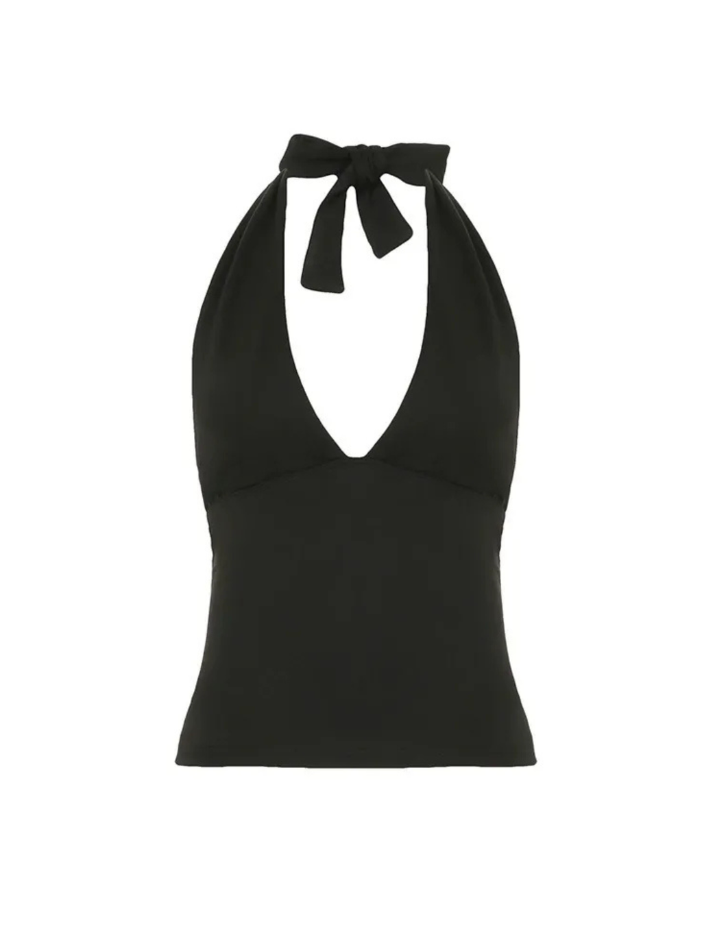 Deep V Halter Tie Top- Polka Dots