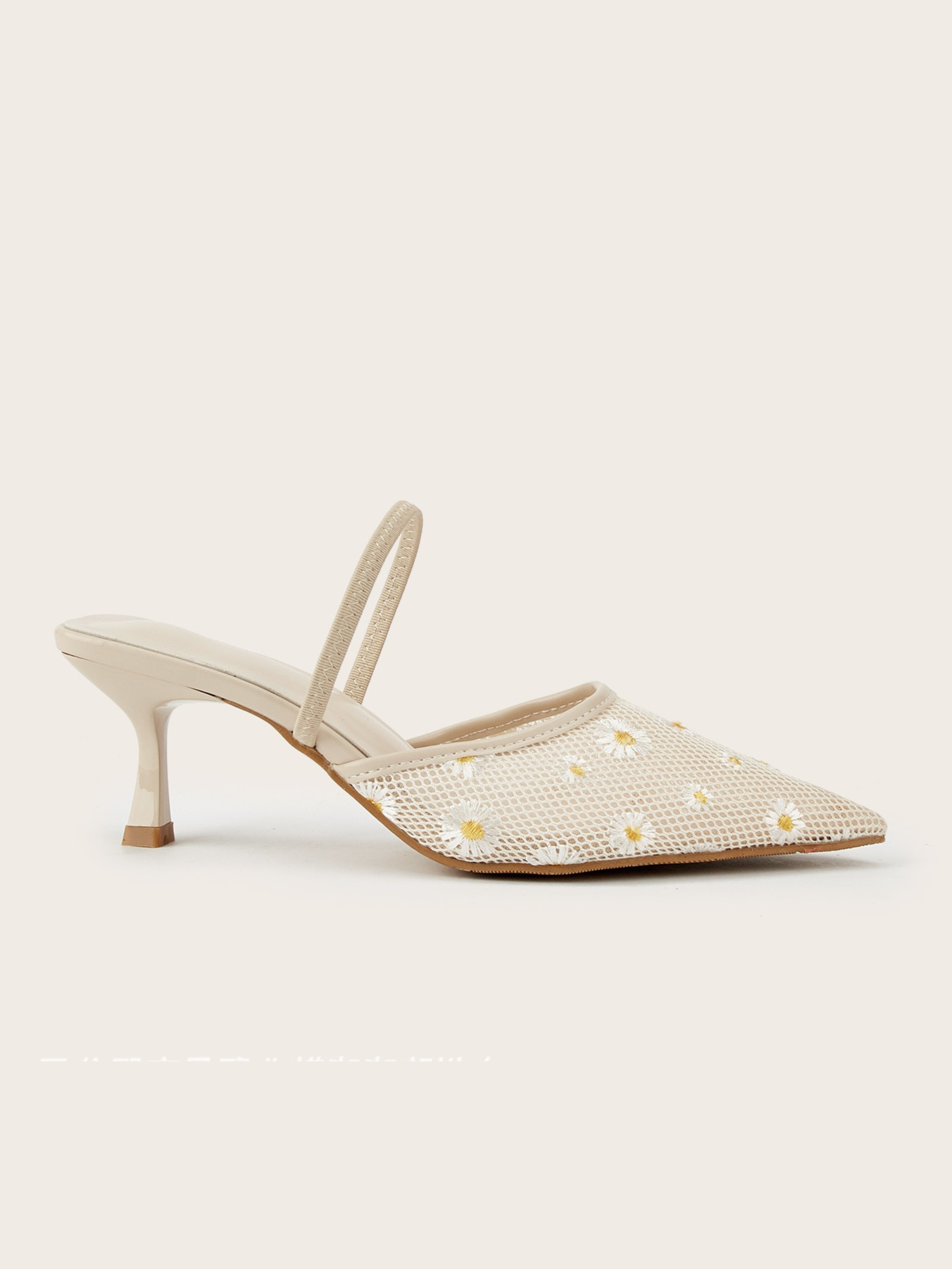 Rhoswen Daisy Mesh Pointed Mule Heels