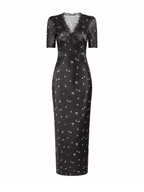 Maeve Lace Trim Floral Satin Maxi Dress