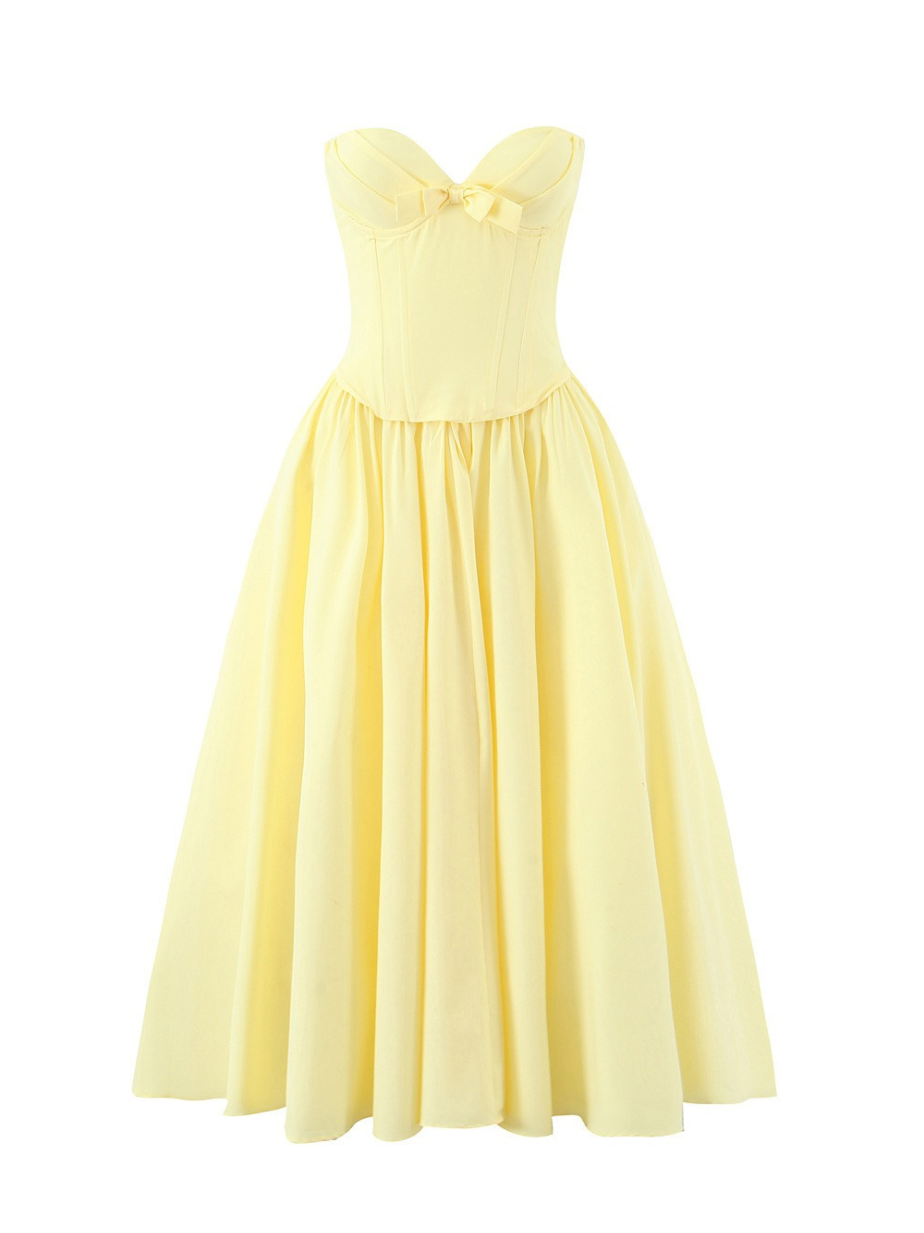 Perin Strapless Bow Corset Midi Dress