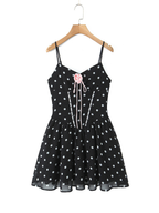 Maelia Black Polka Dot Mini Dress