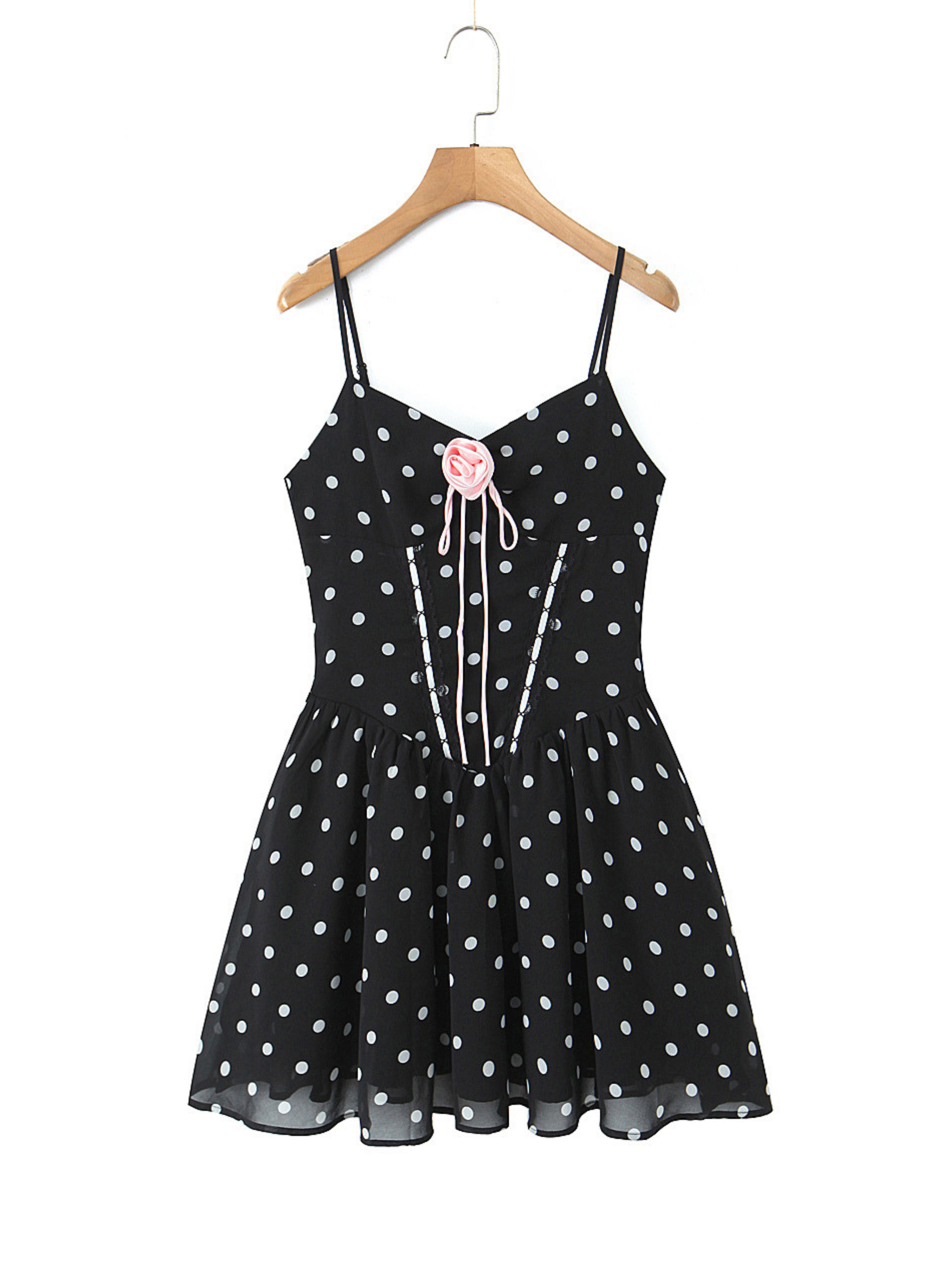 Maelia Black Polka Dot Mini Dress