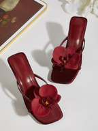 Senara Wine Red Orchid Satin Heels