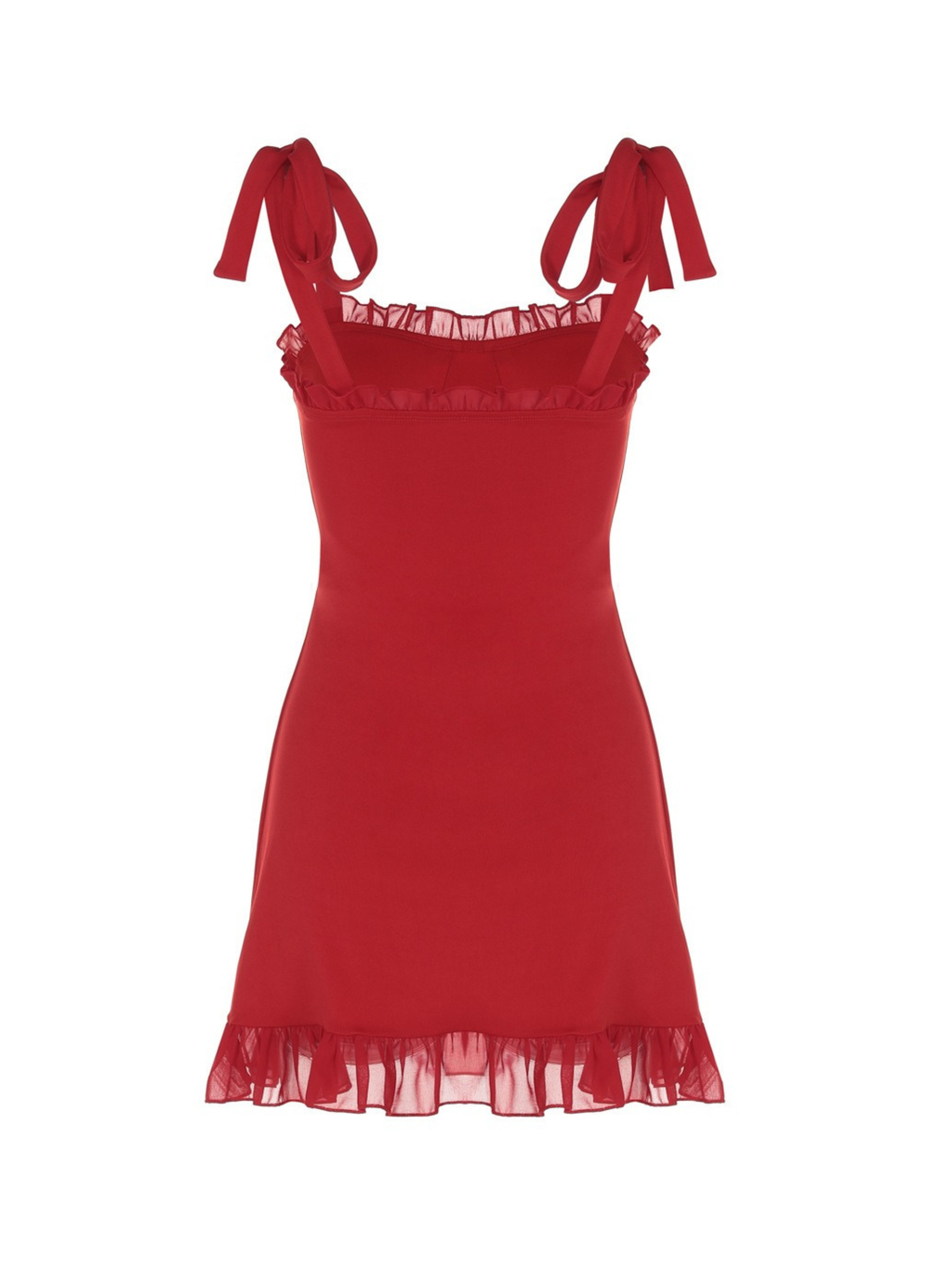 Tie Strap Ruffle Hem Mini Dress