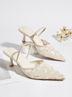 Rhoswen Daisy Mesh Pointed Mule Heels
