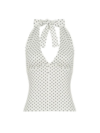 Deep V Halter Tie Top- Polka Dots