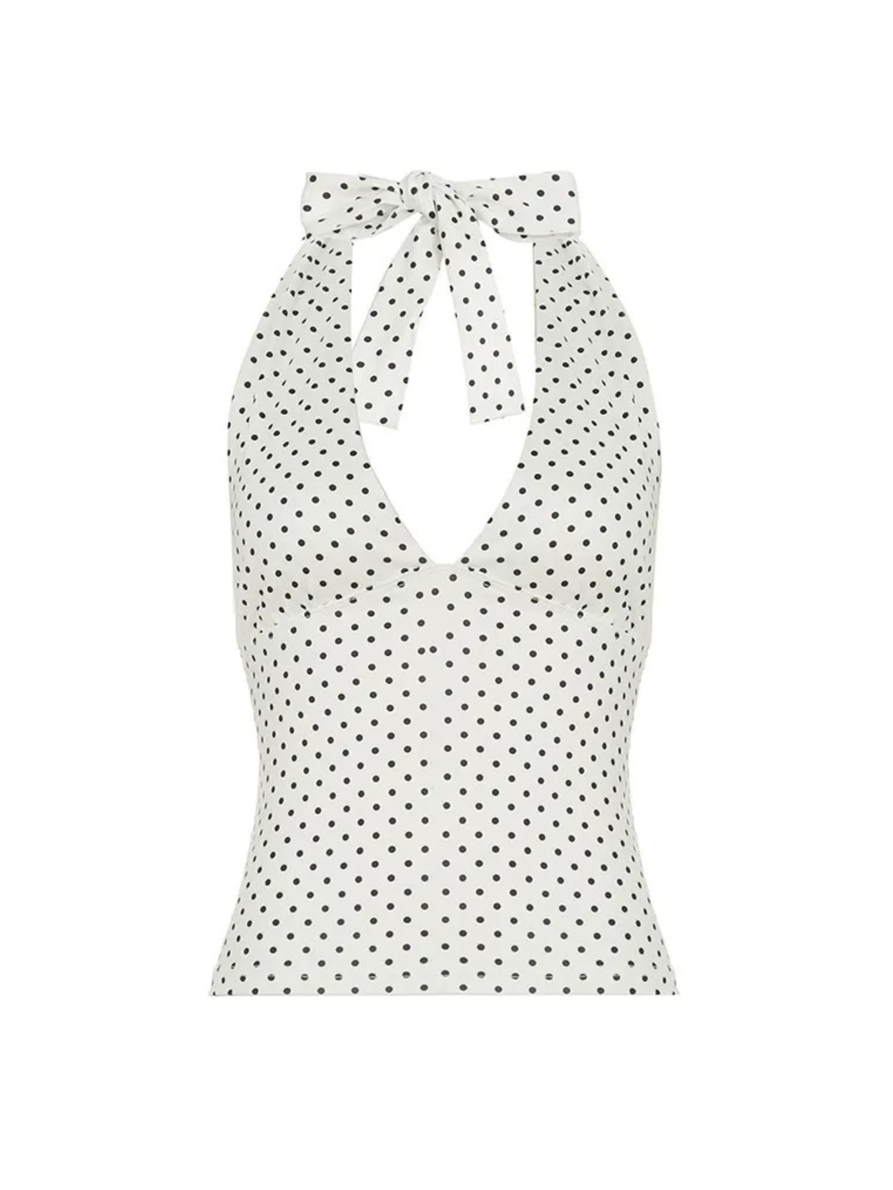 Deep V Halter Tie Top- Polka Dots