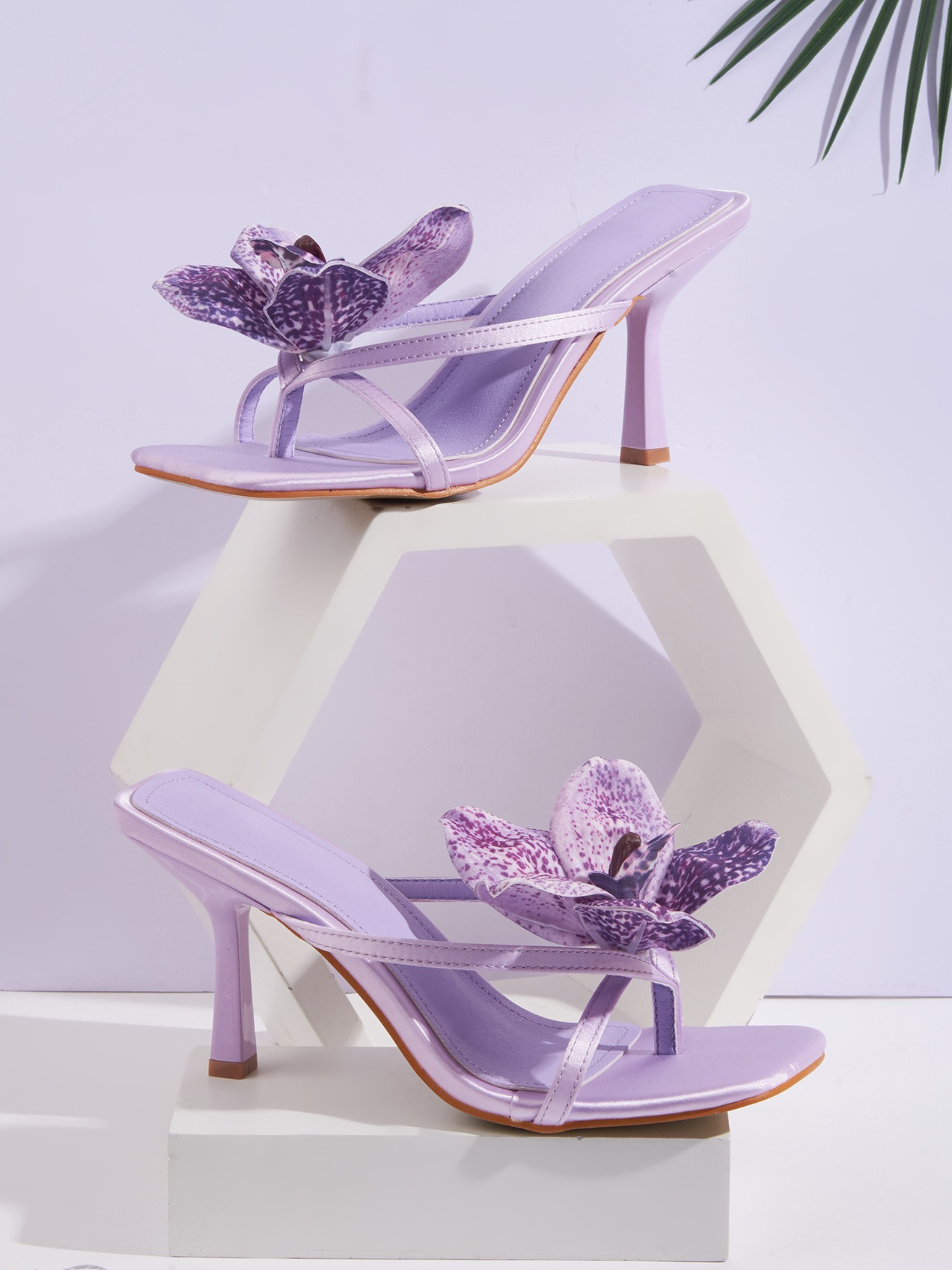 Maya Violet Orchid Satin Heel Sandals