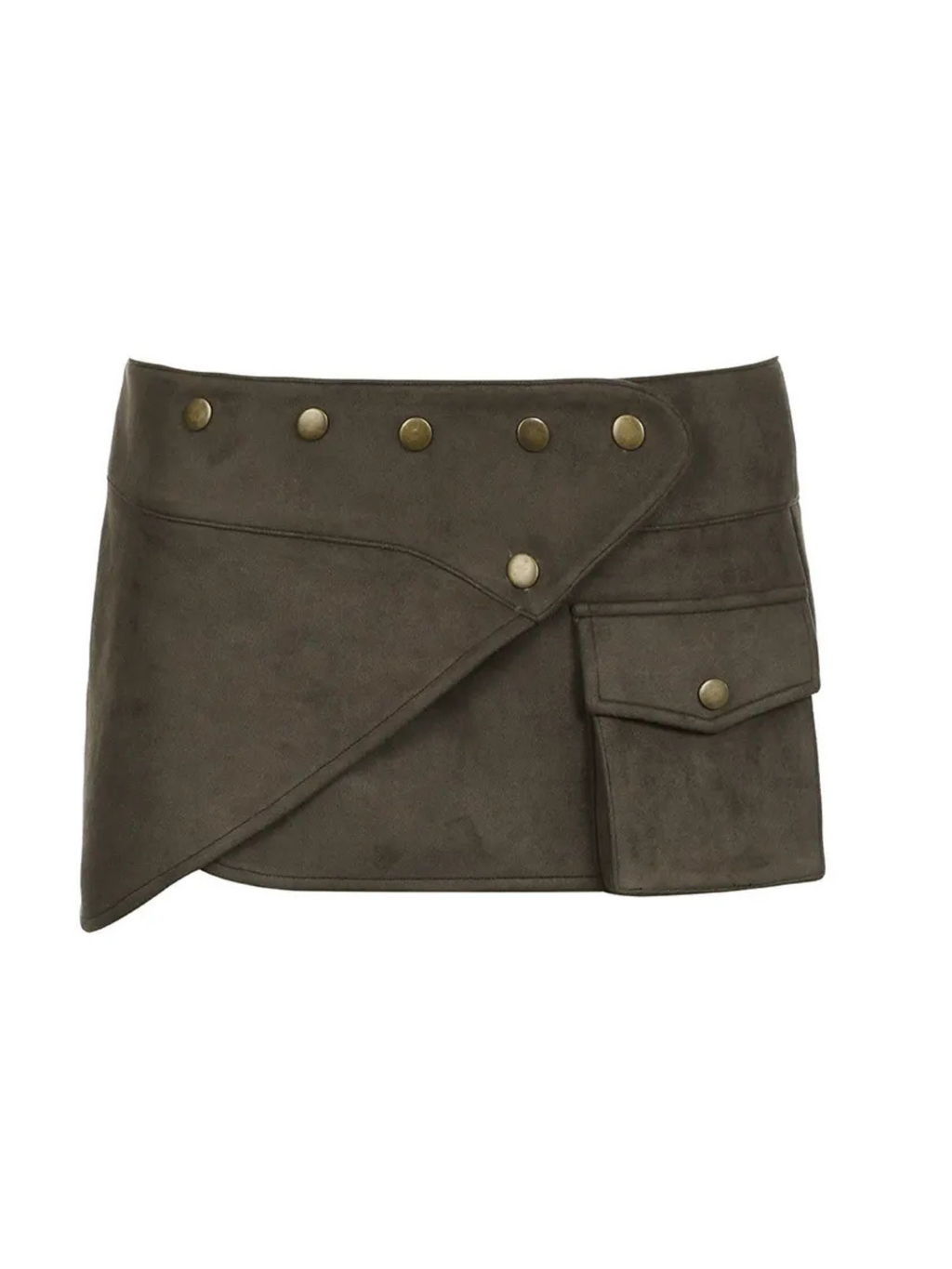 Elodie Vintage Brown Faux Leather Mini Skirt