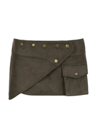 Elodie Vintage Brown Faux Leather Mini Skirt