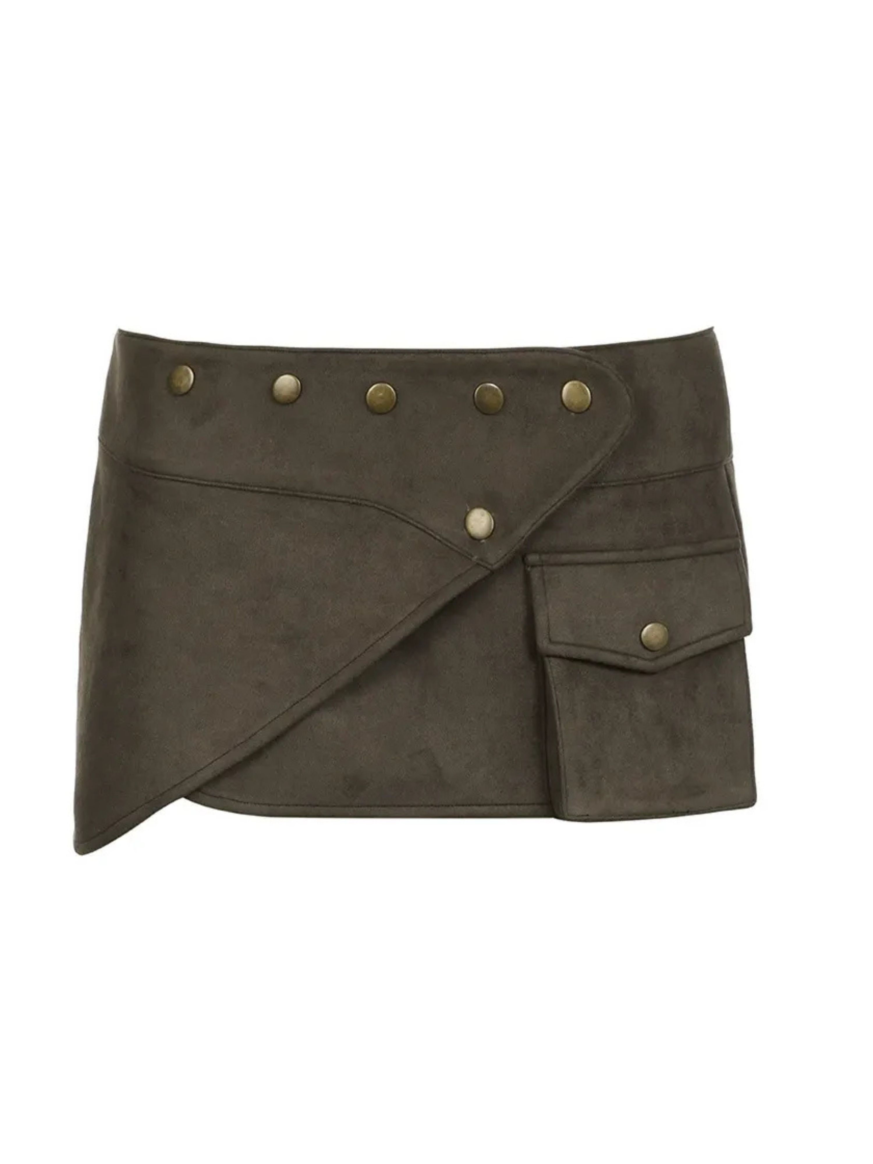 Elodie Vintage Brown Faux Leather Mini Skirt