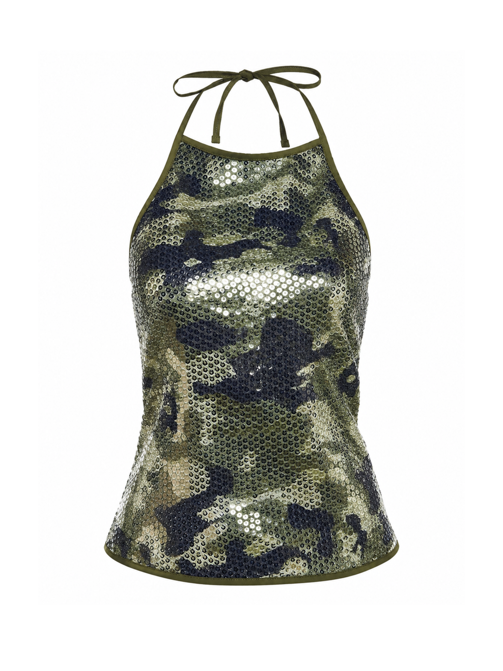 Kaia Camouflage Sequin Halter Top