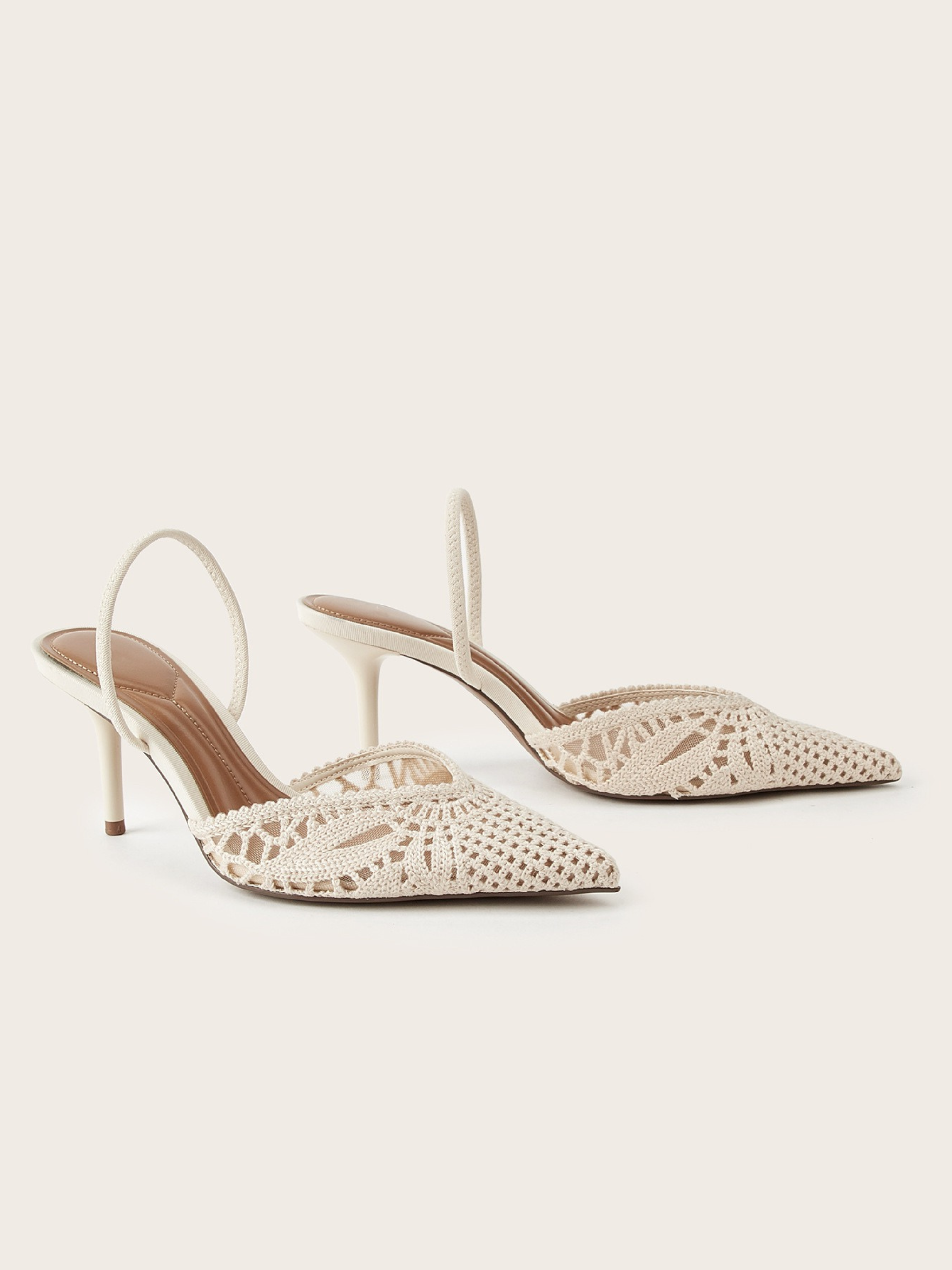 Soreya Pointed Toe Crochet Slingback Heels